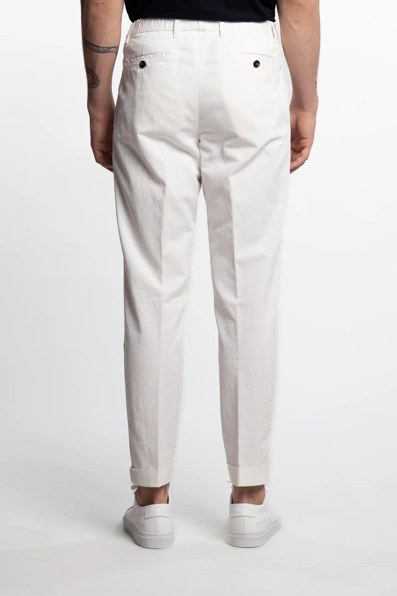 Capri Pleated Cotton/Linen Pant White - Image 4