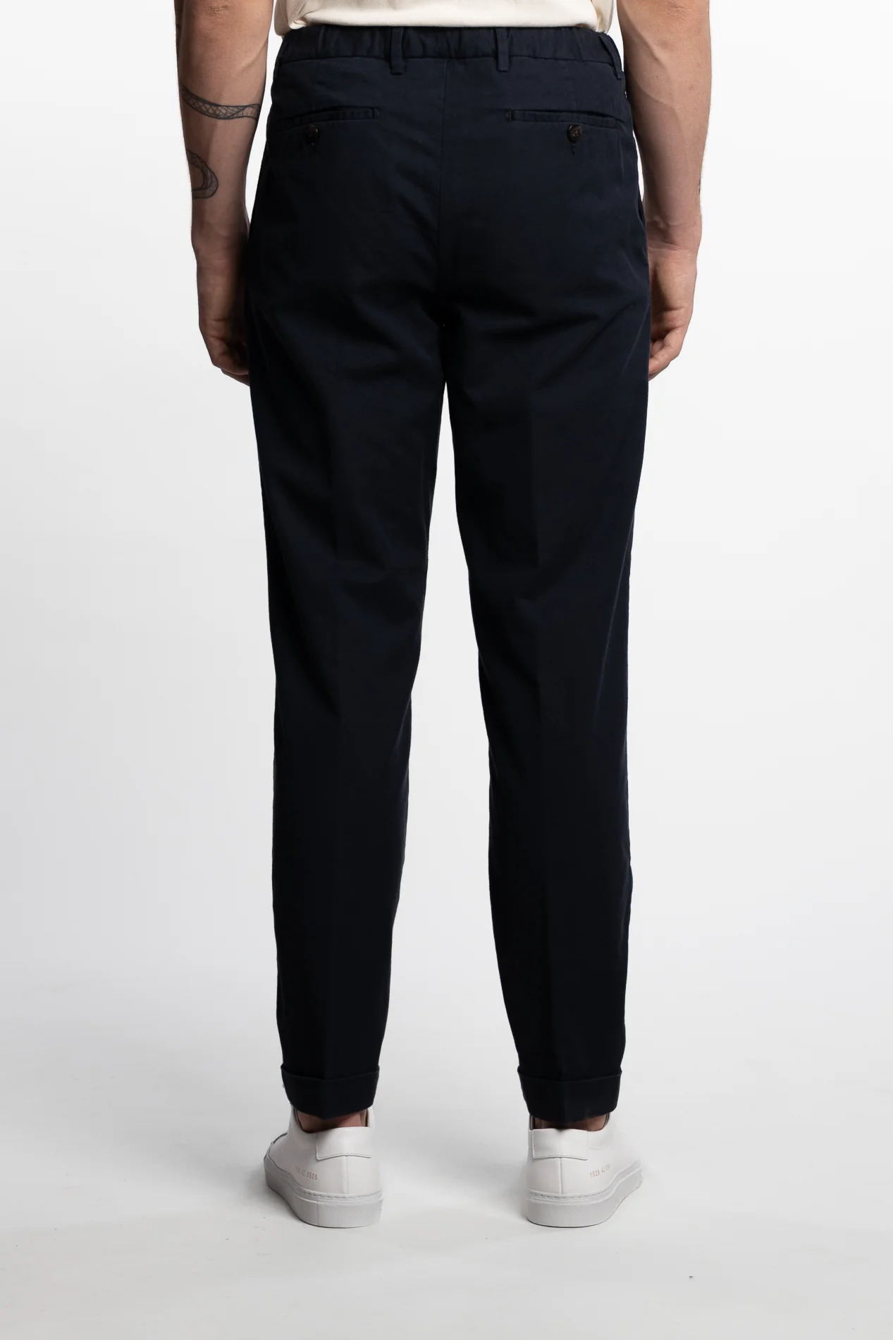 Capri Pleated Cotton/Linen Pant Navy - Image 4