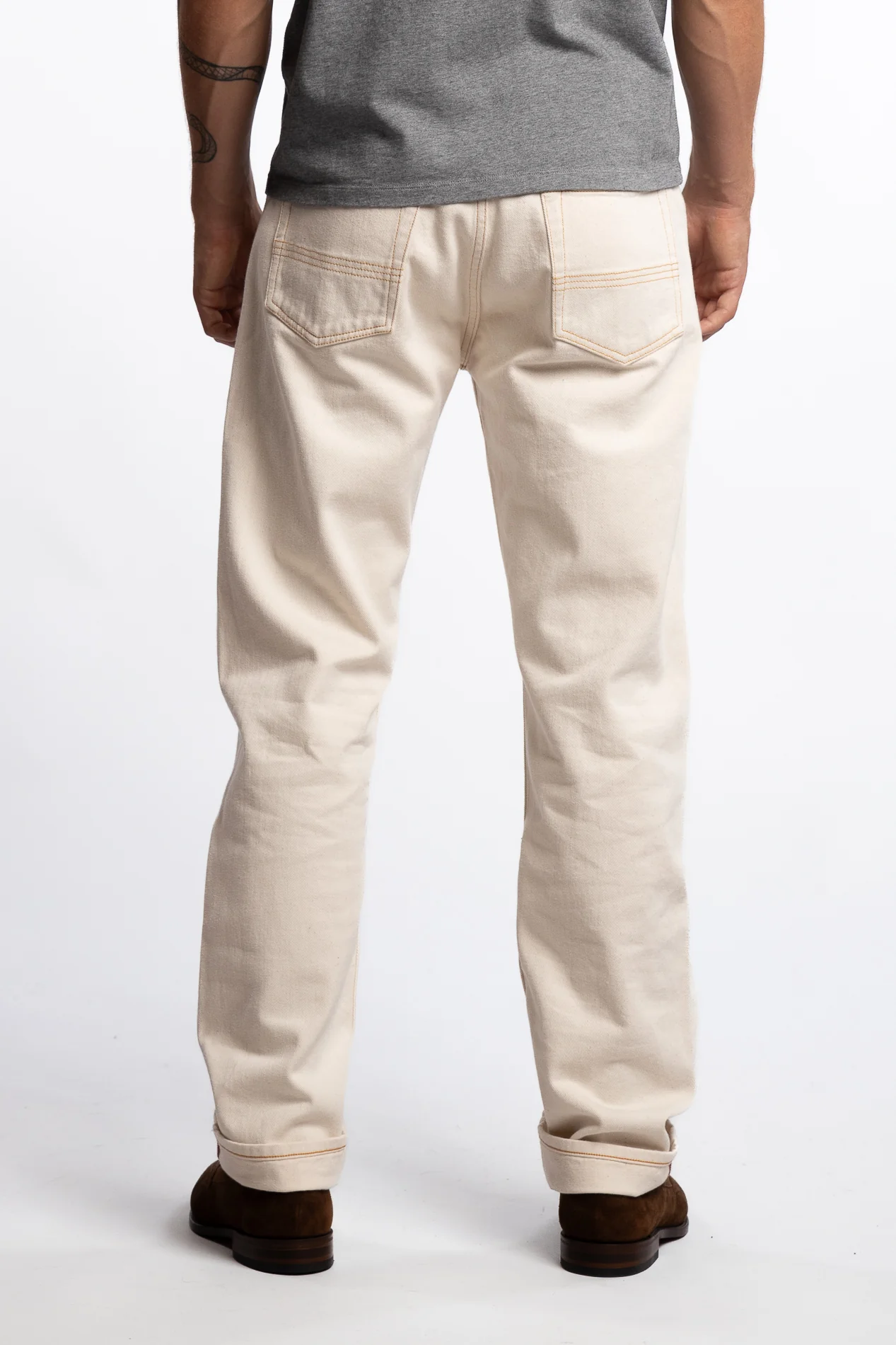 13,2 Oz 5-Pocket Mid-Waist Japanese Selvedge Denim Ecru Wash - Image 3