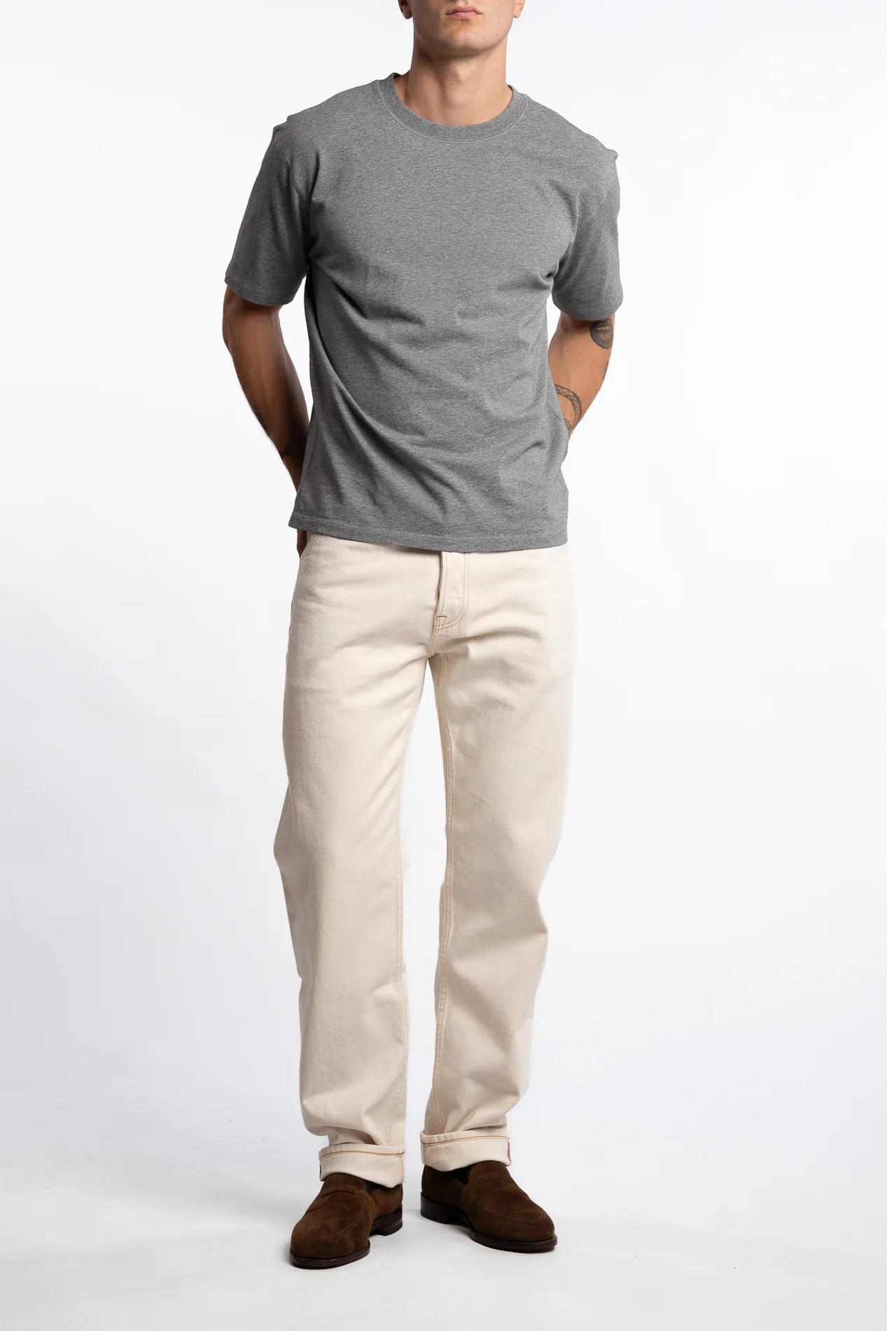 13,2 Oz 5-Pocket Mid-Waist Japanese Selvedge Denim Ecru Wash - Image 4