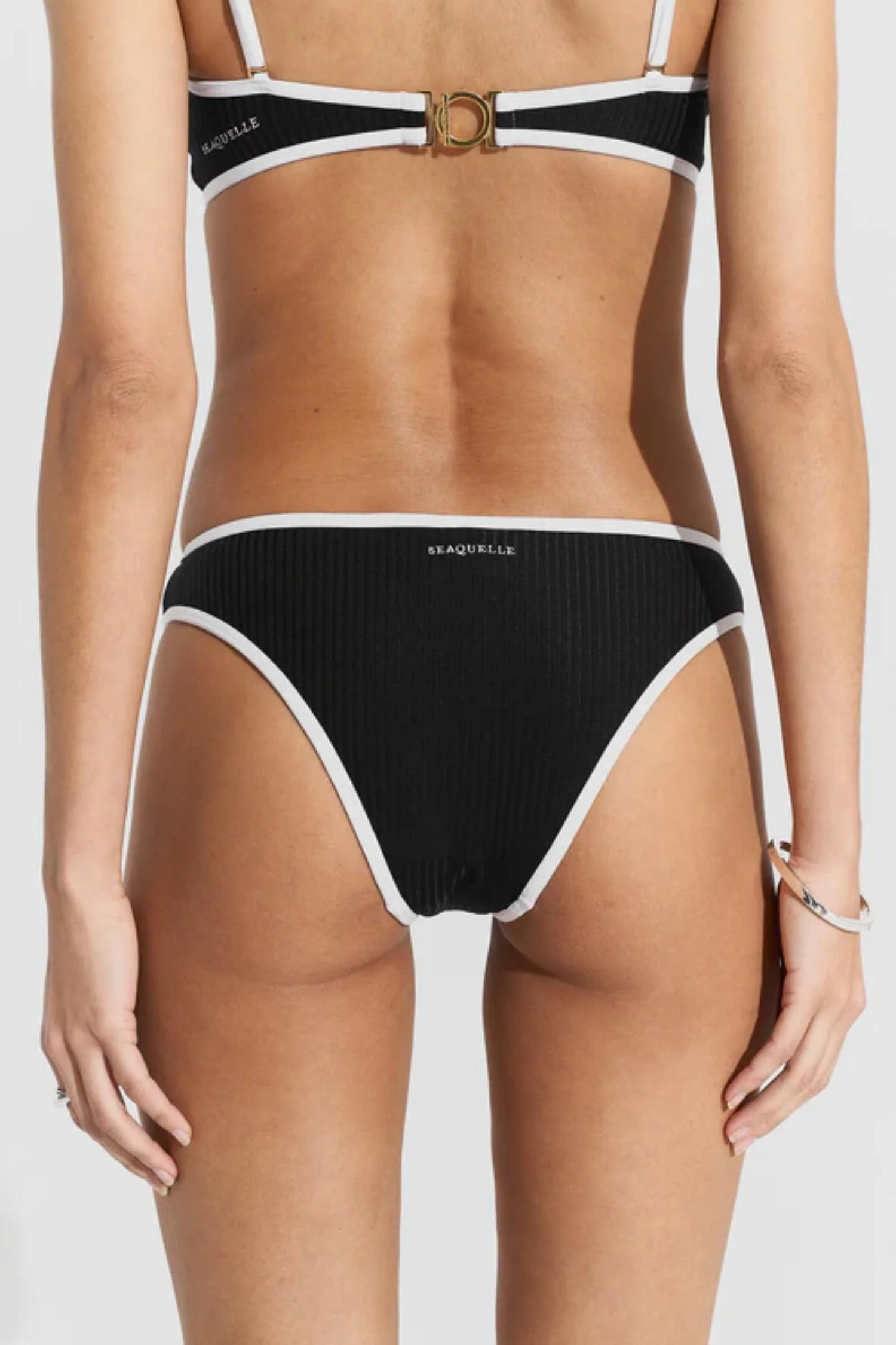 Ribbed Bikini Bottom- Black - Image 4