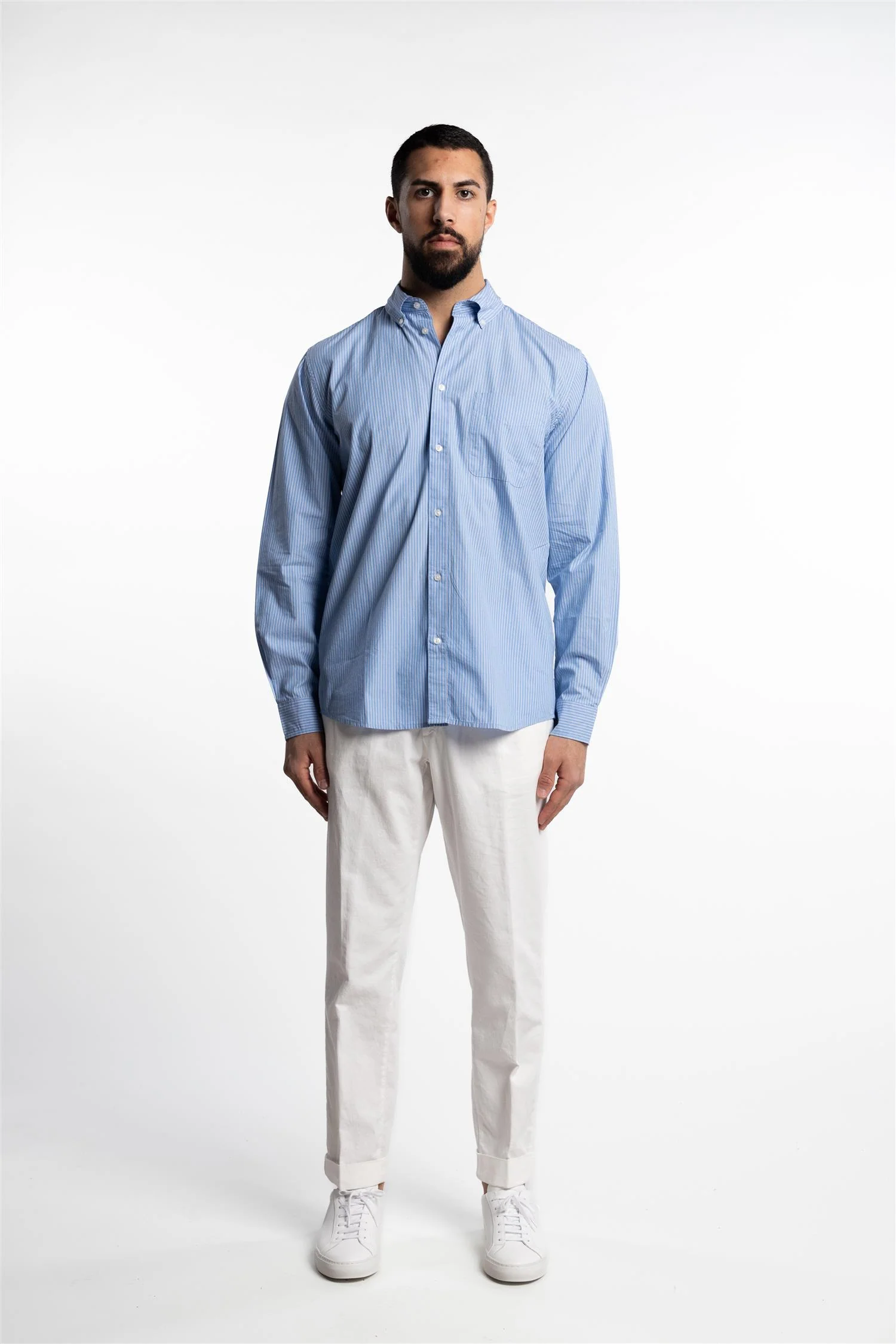Kent Poplin Shirt Summer Sky/Black - Image 4
