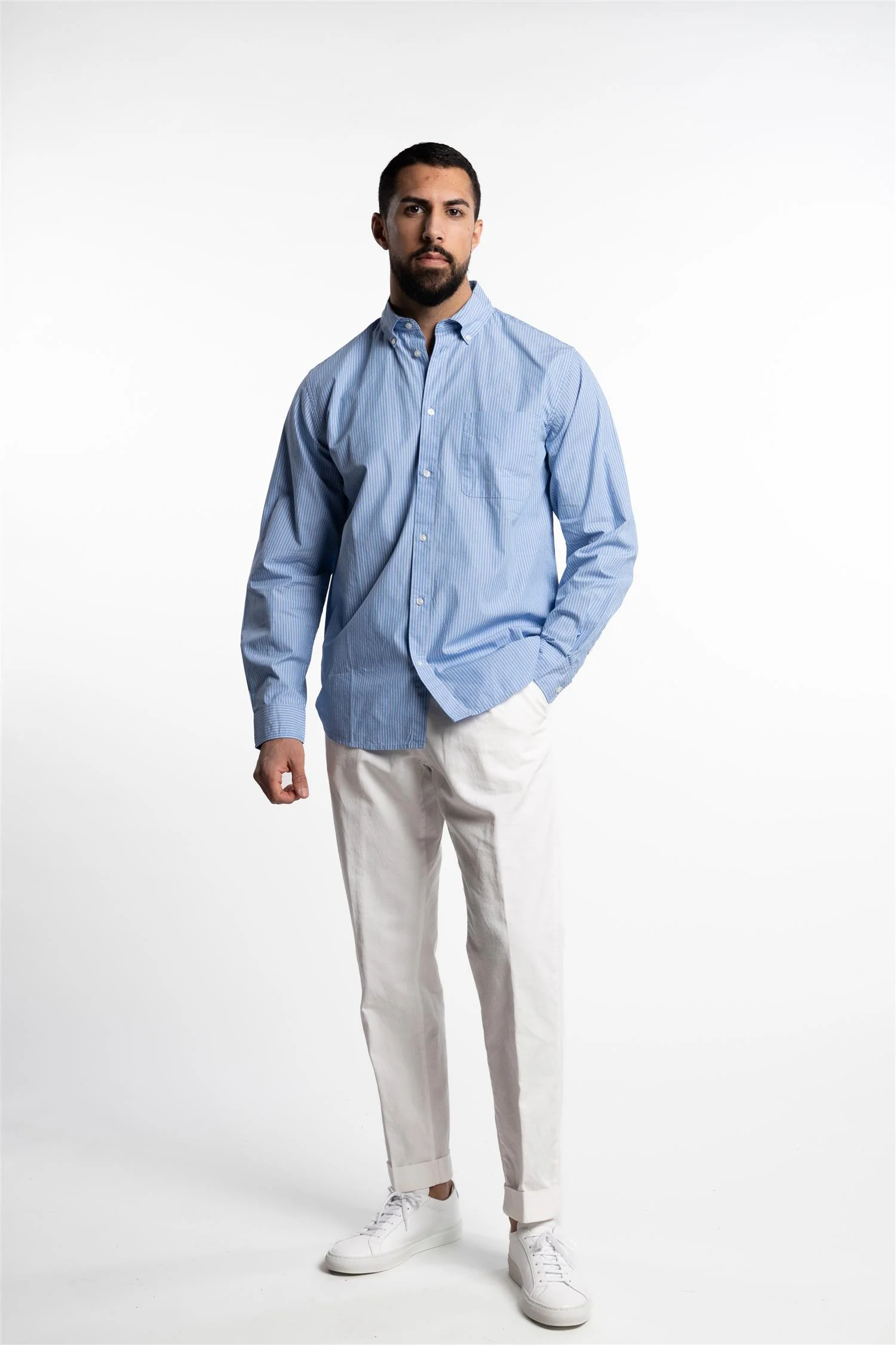 Kent Poplin Shirt Summer Sky/Black - Image 5
