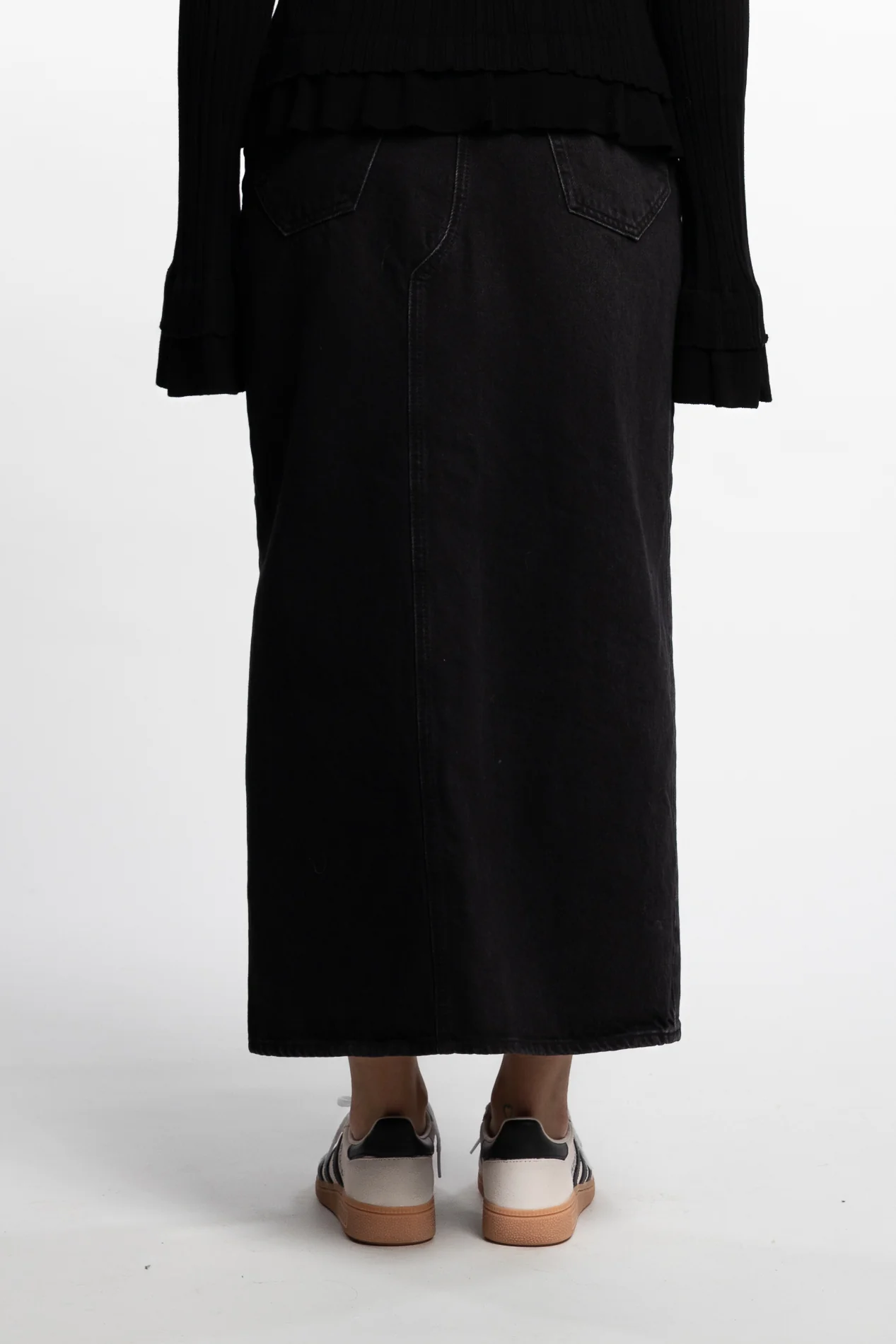 Denim Long Skirt- Black - Image 4