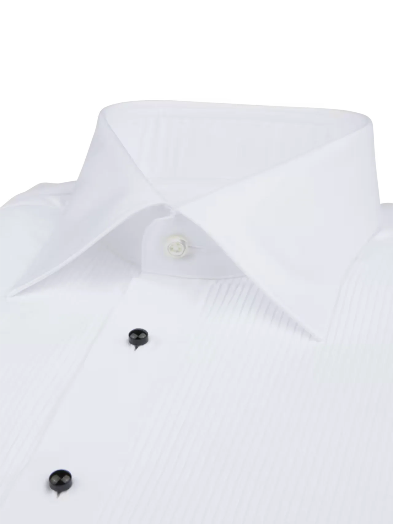 Slimline Pleated Smoking Shirt White - Image 2