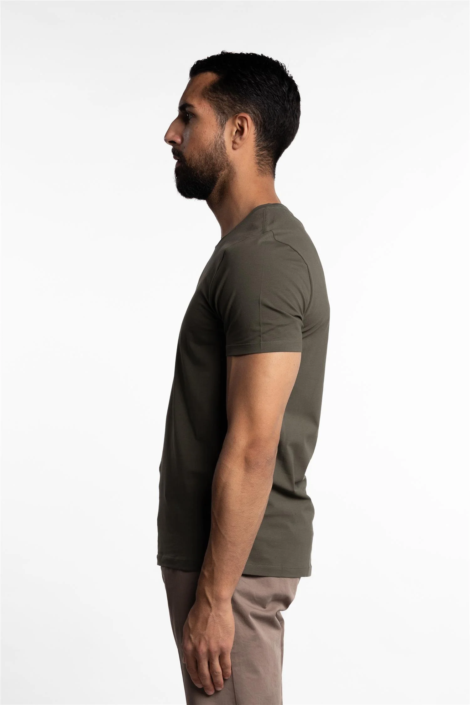 Kyran Cotton Stretch Slim Fit T-Shirt Green Cervo - Image 2