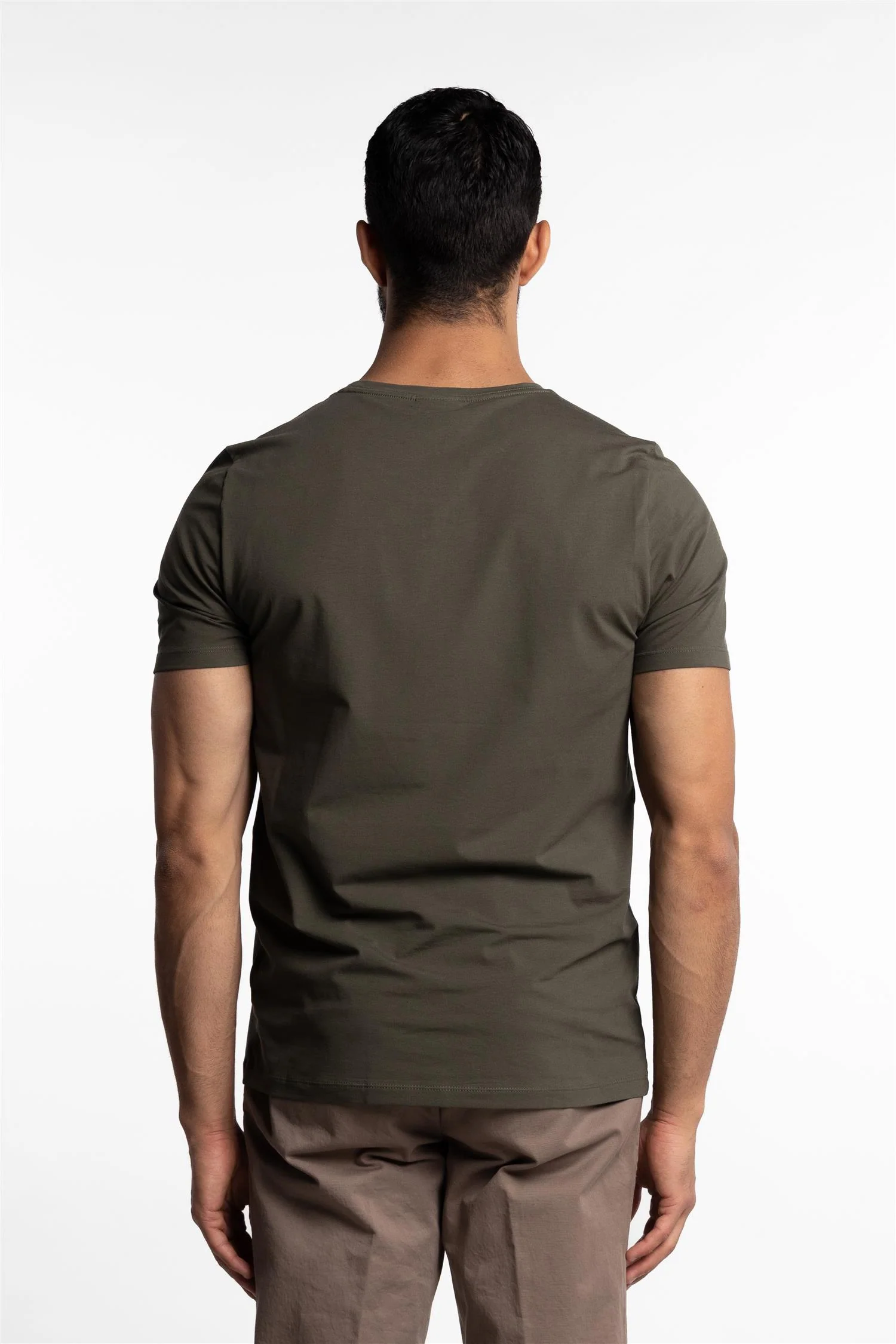 Kyran Cotton Stretch Slim Fit T-Shirt Green Cervo - Image 3