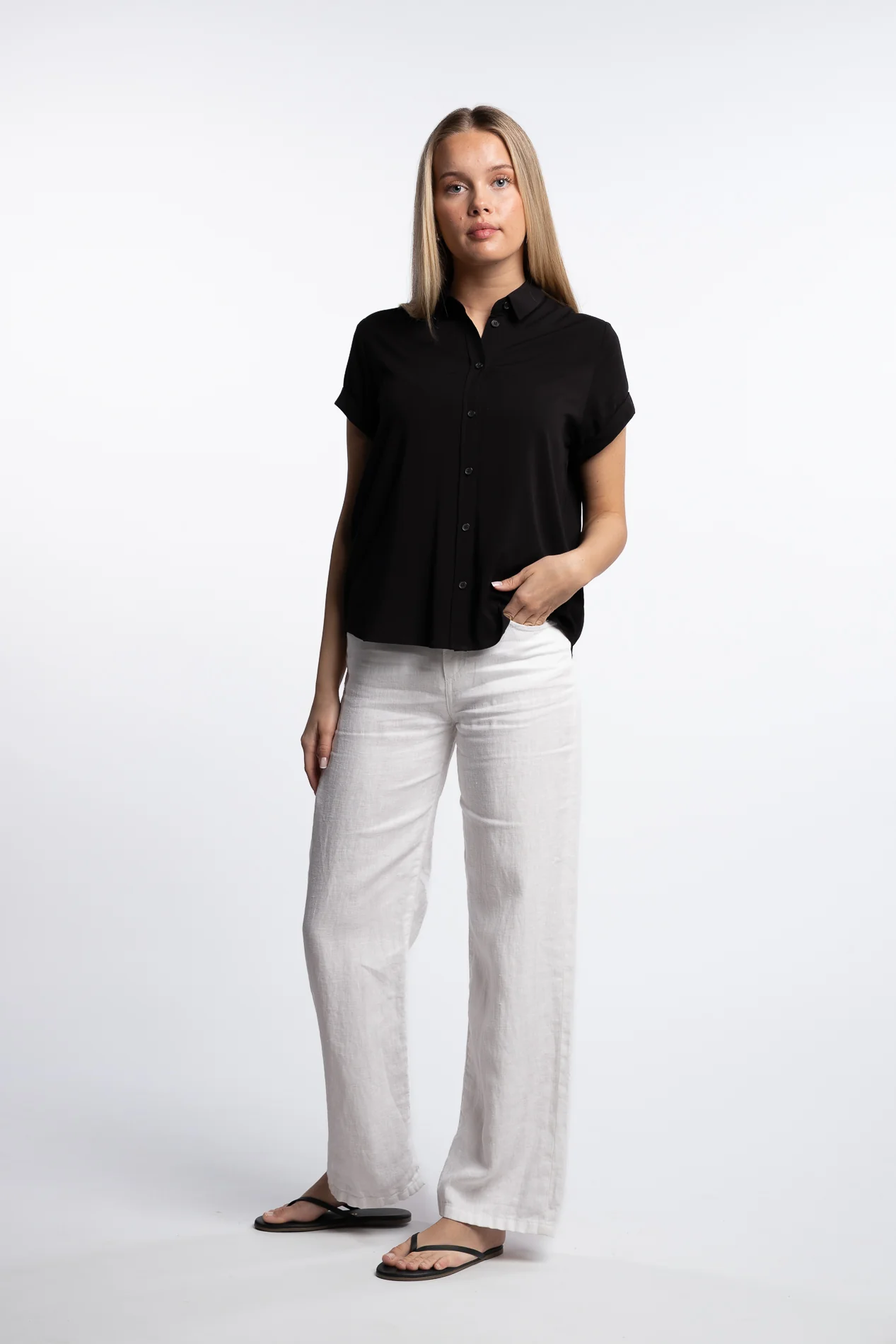 Majan ss shirt 9942- Black - Image 3