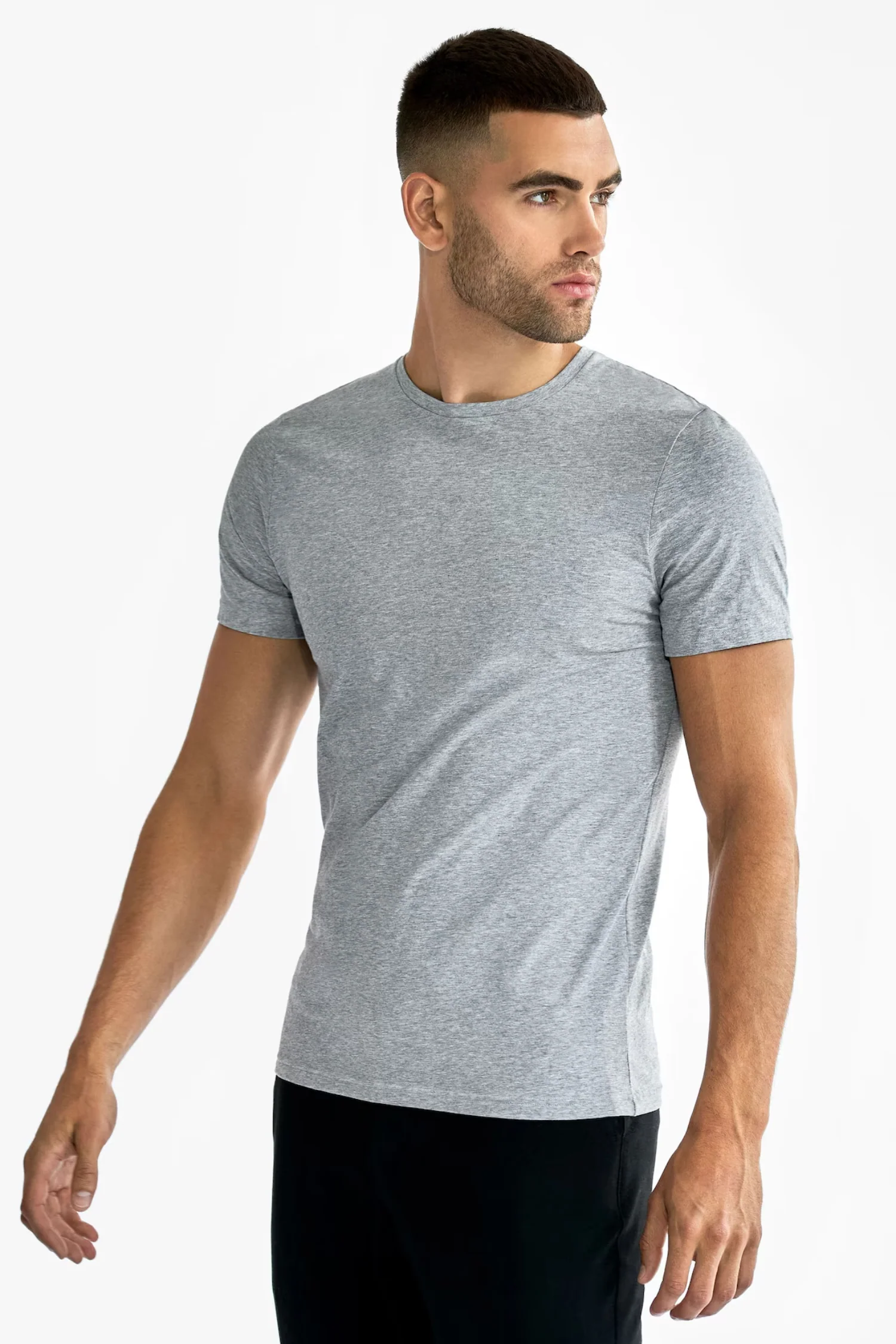 Crew Neck 2-Pack Grey Melange - Image 2