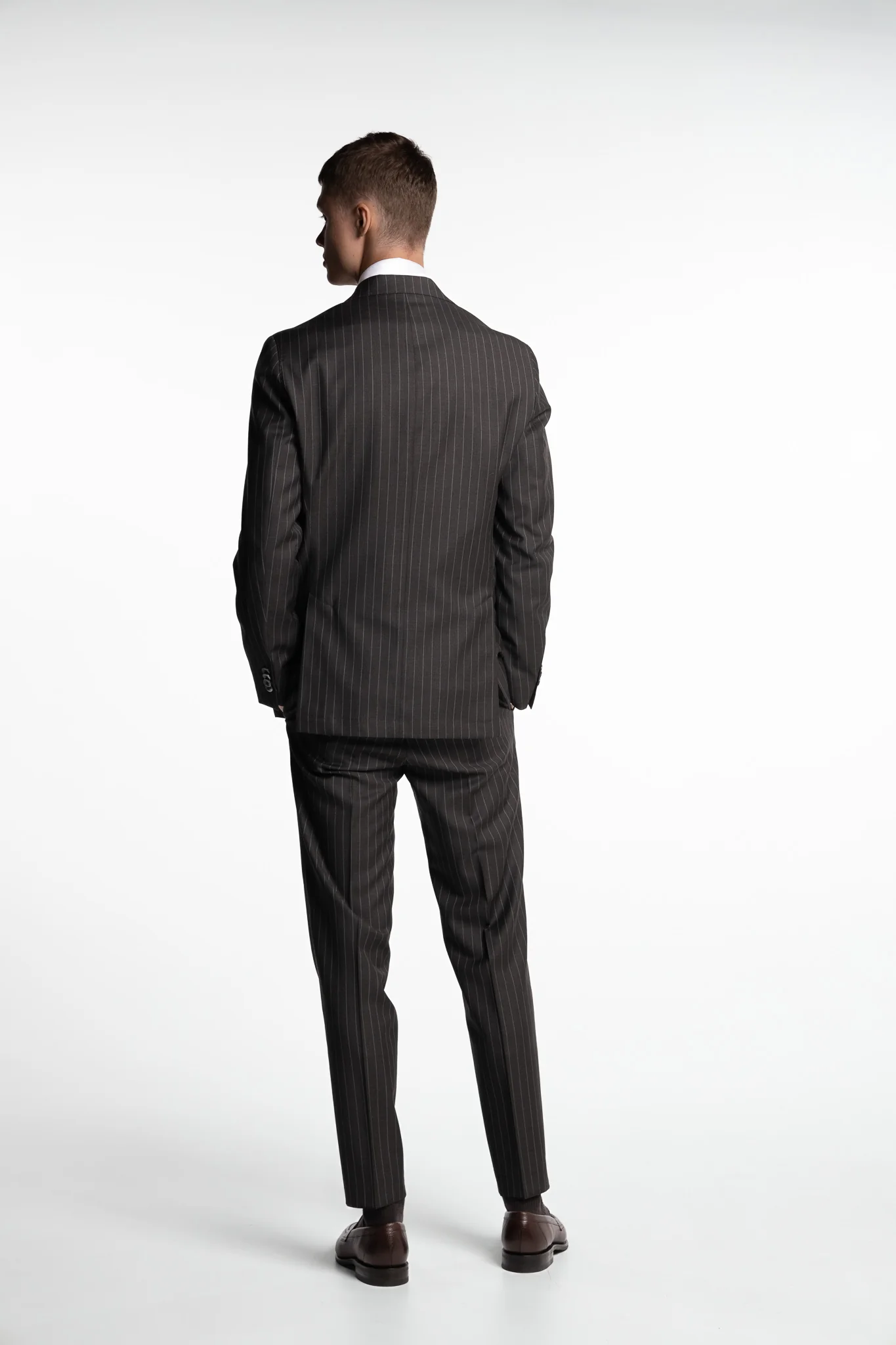 Vicenza DB Wool Blazer Dark Brown Pinstripe - Image 3