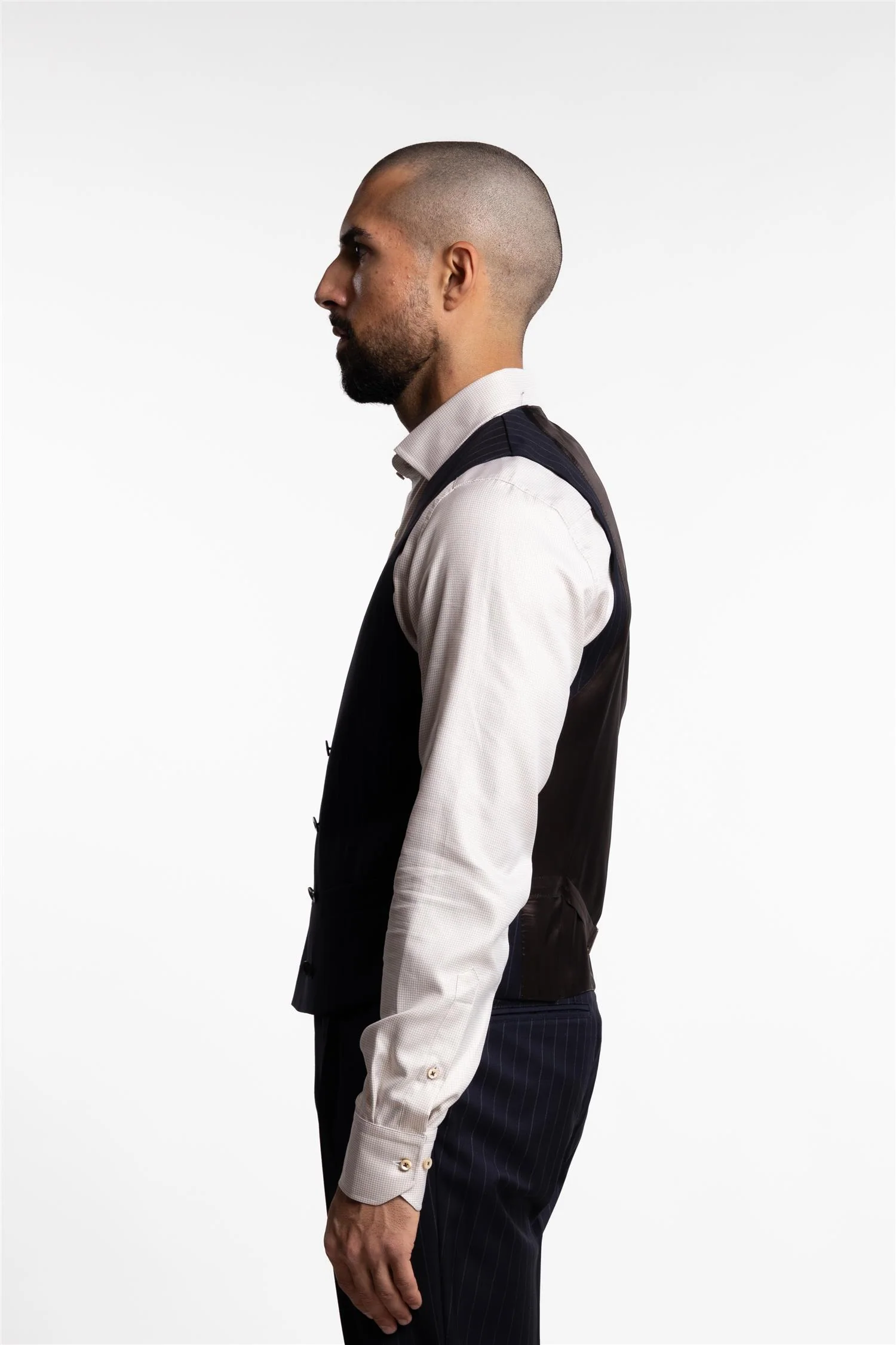 Veneto Double-Breasted Waistcoat Navy Pinstripe - Image 2