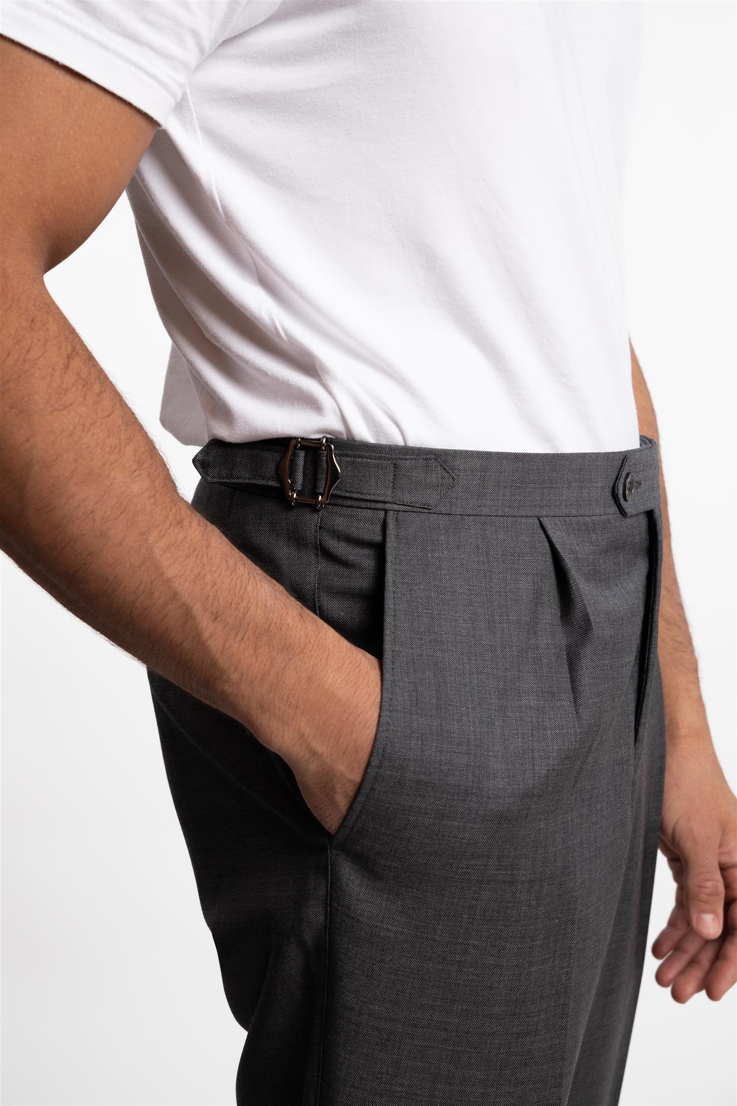 Prato Pleated Tropical Wool Trousers Grey - Image 4