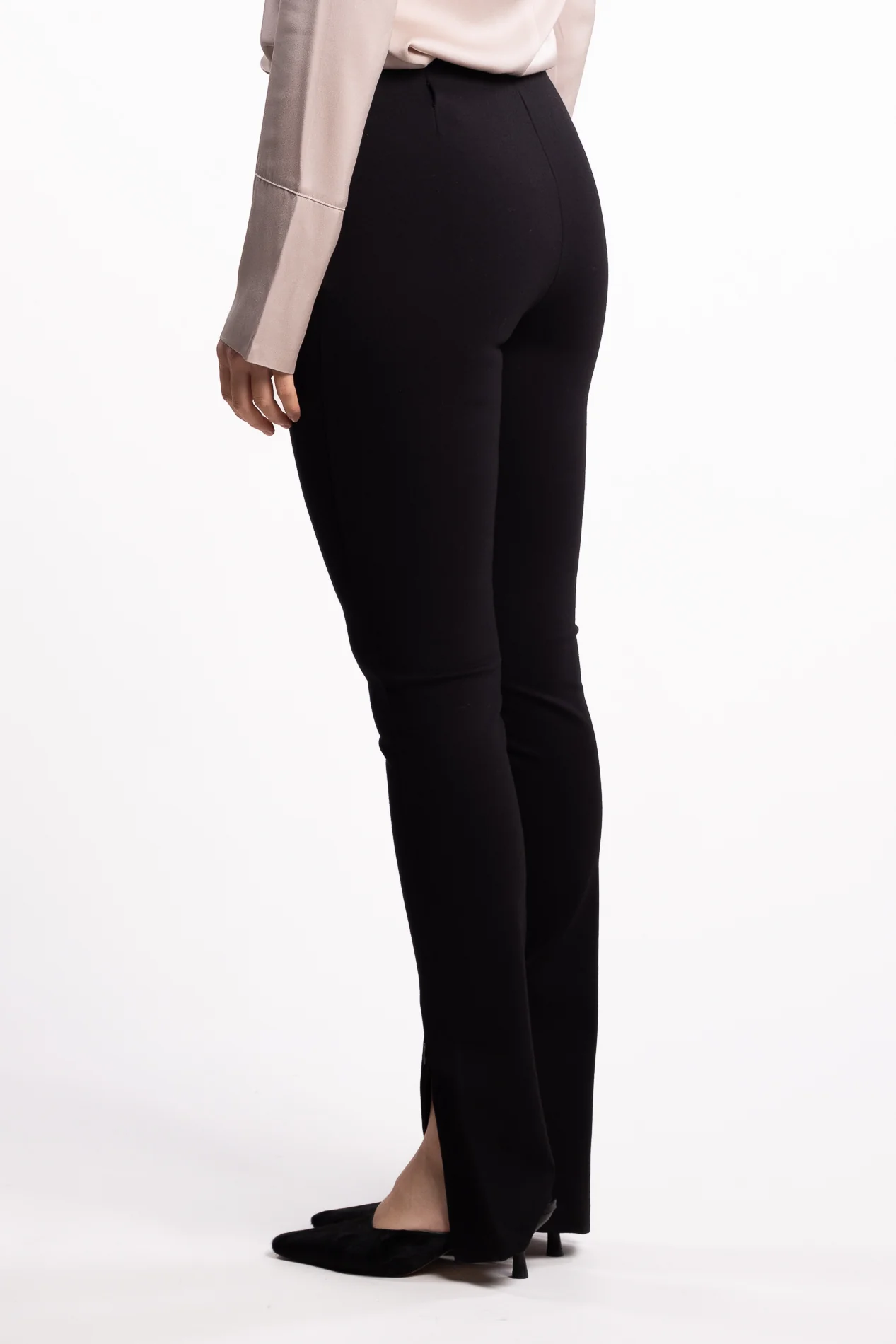 Stretch Zip Leggings- Black - Image 2