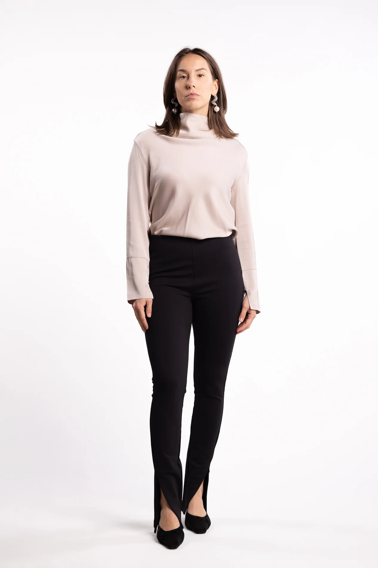 Stretch Zip Leggings- Black - Image 5