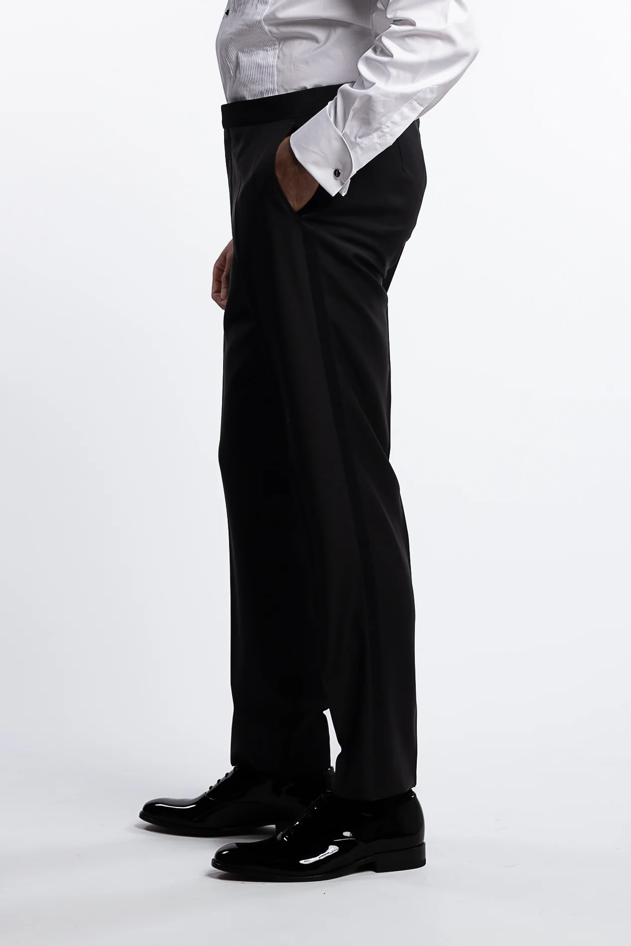 Denz Slim Fit Tuxedo Trousers Black - Image 2