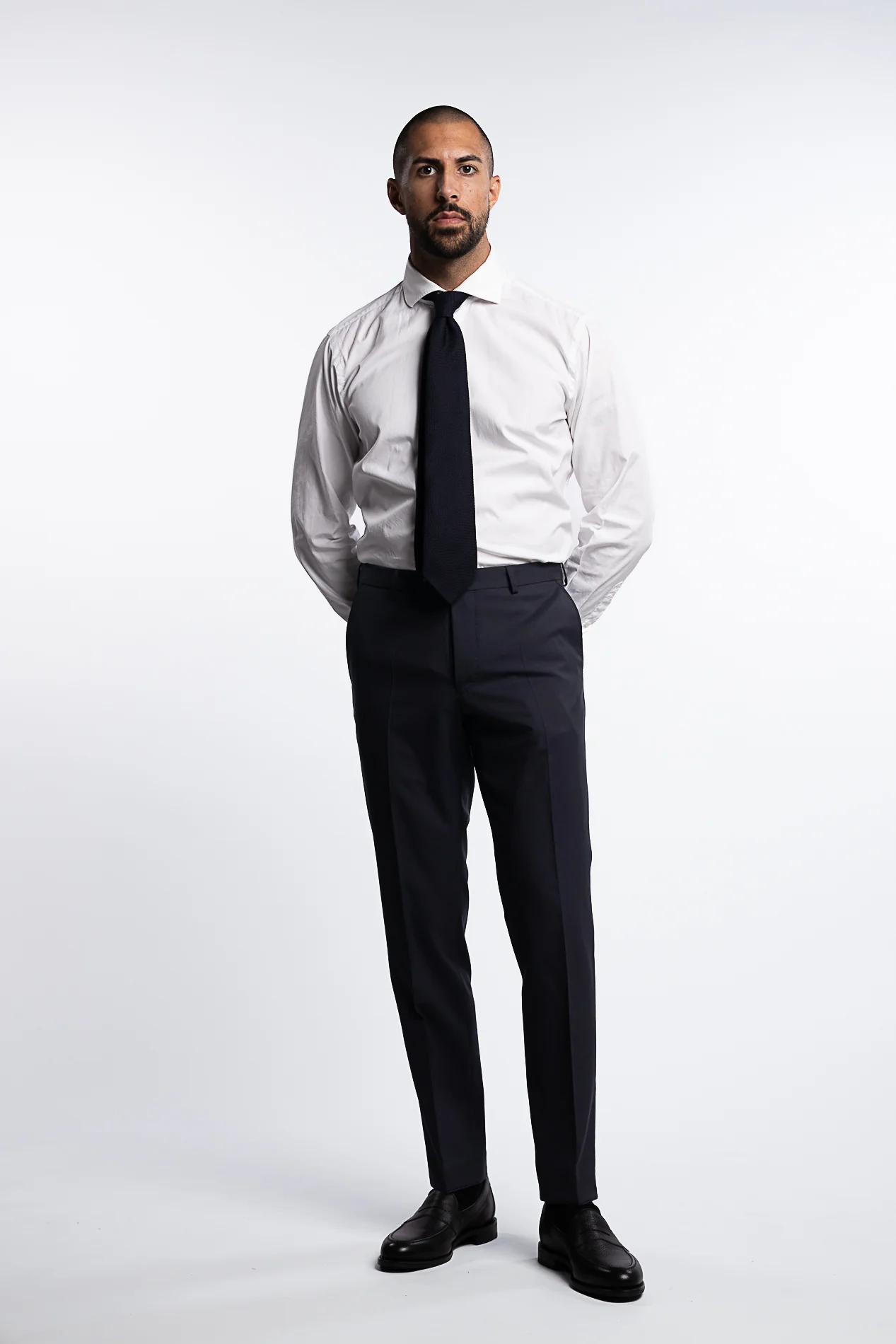 Denz Slim Fit Wool Trousers Dark Navy - Image 4