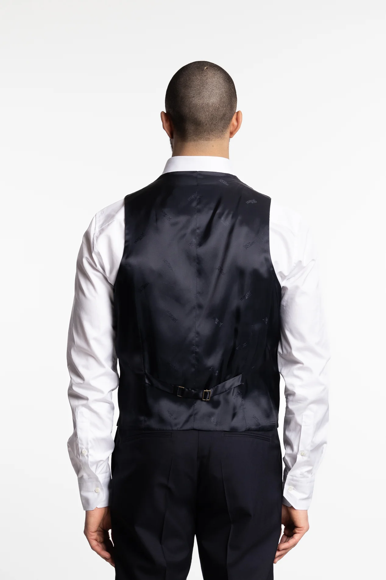Carlo Slim Fit Wool Waistcoat Dark Navy - Image 3