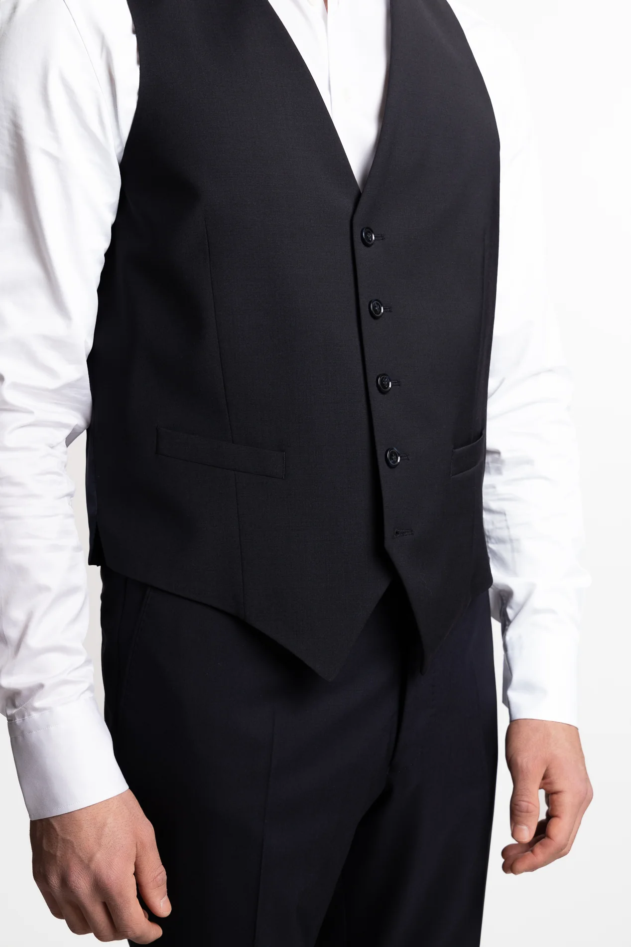 Carlo Slim Fit Wool Waistcoat Dark Navy - Image 4