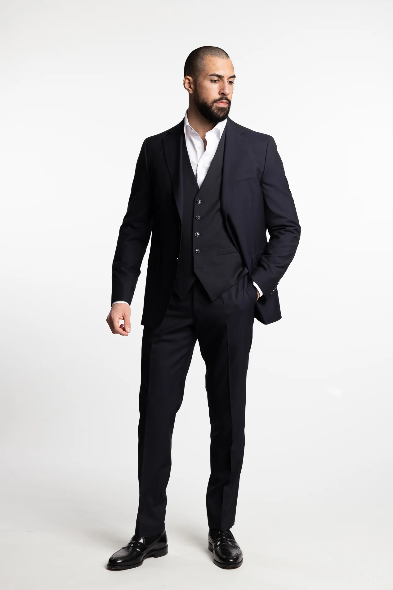 Carlo Slim Fit Wool Waistcoat Dark Navy - Image 8