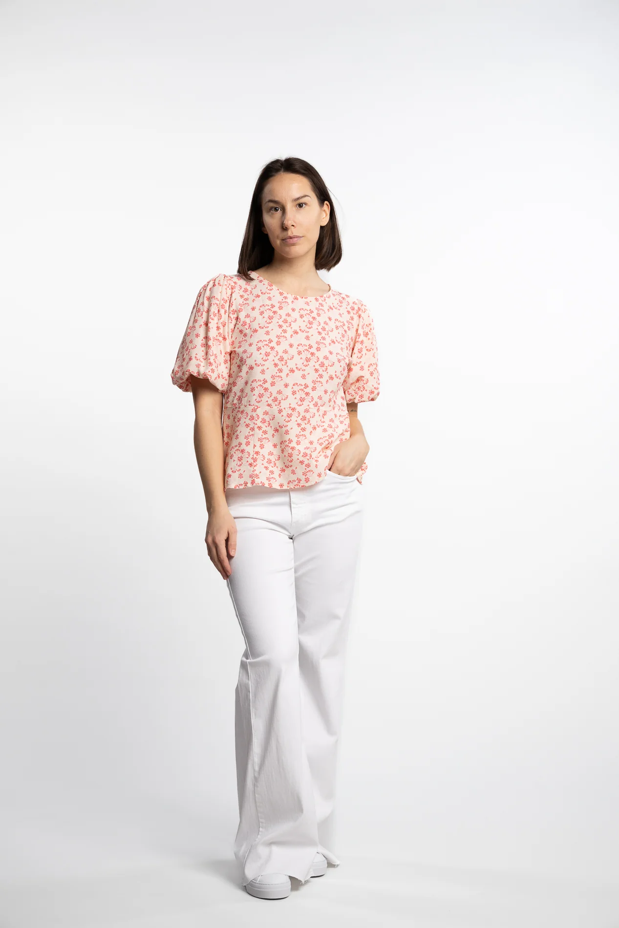 Athilda Blouse- Cream Pink Flower - Image 5