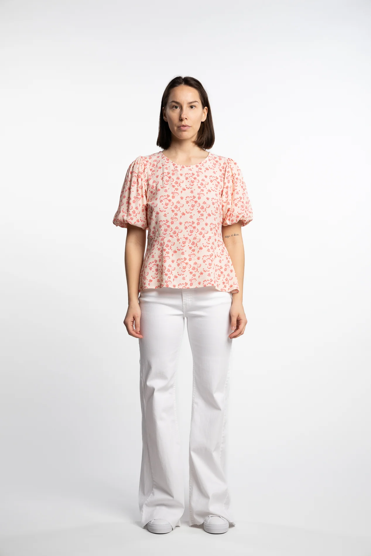 Athilda Blouse- Cream Pink Flower - Image 6