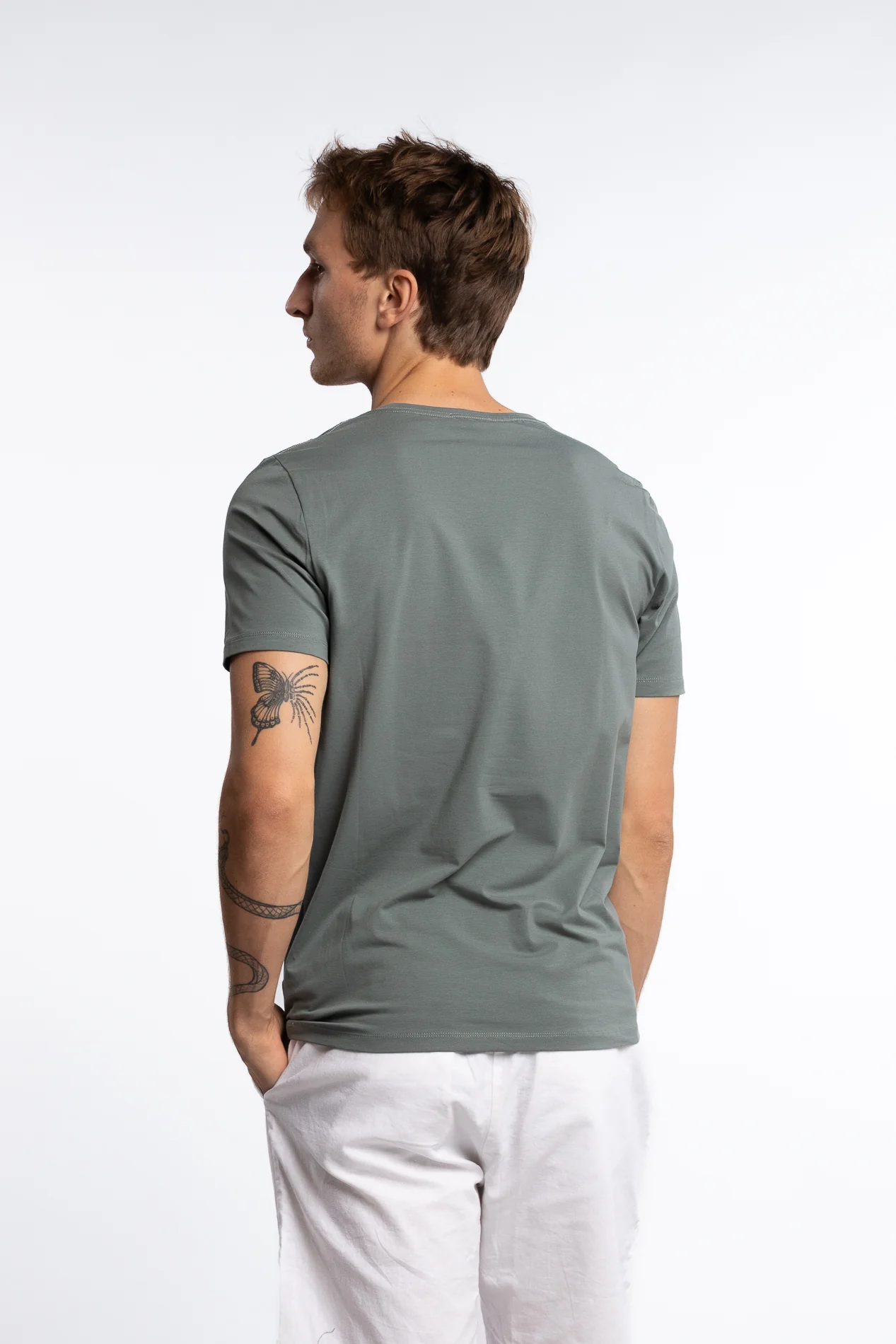 Kyran Cotton Stretch Slim Fit T-Shirt Balsam Green - Image 3
