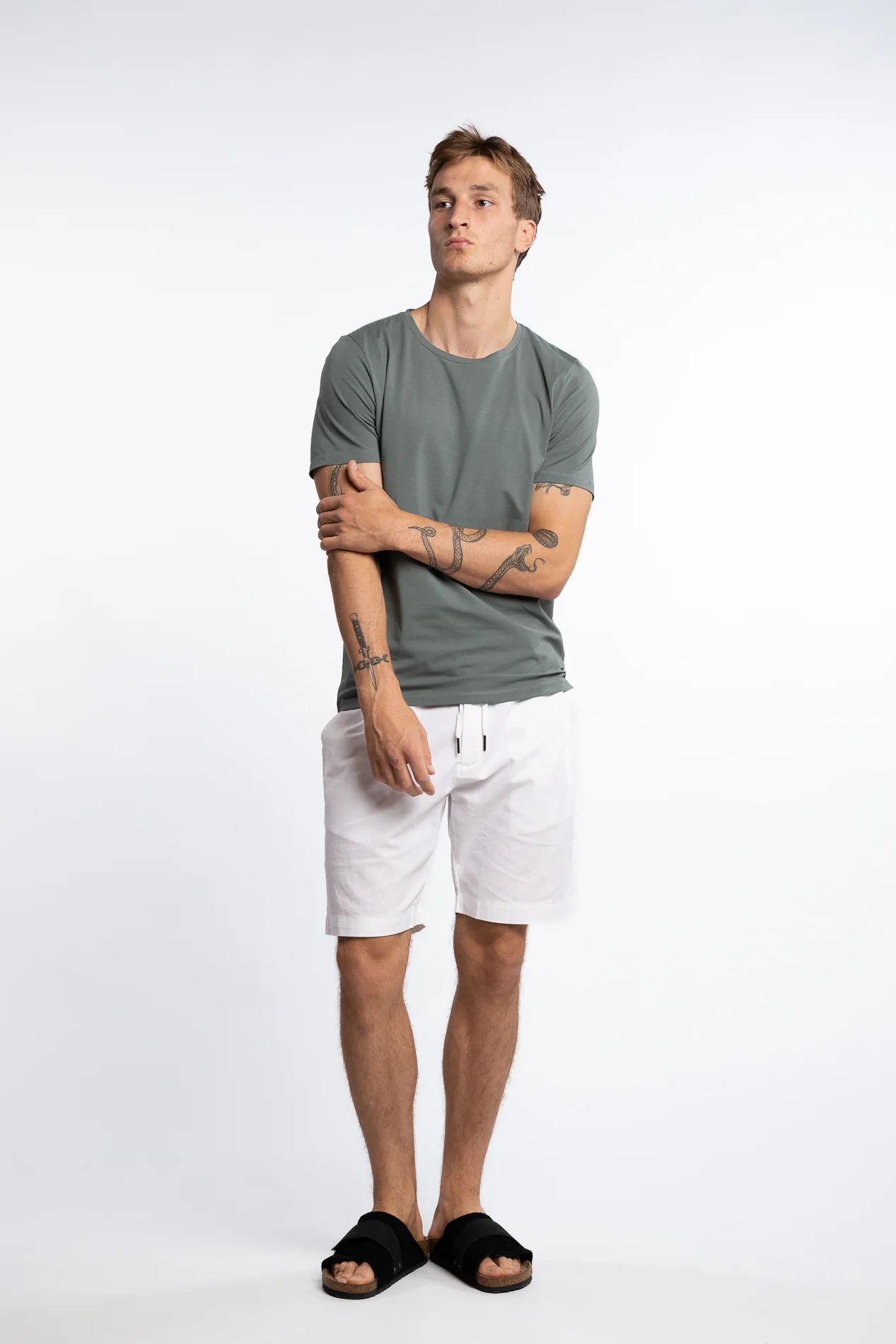 Kyran Cotton Stretch Slim Fit T-Shirt Balsam Green - Image 5