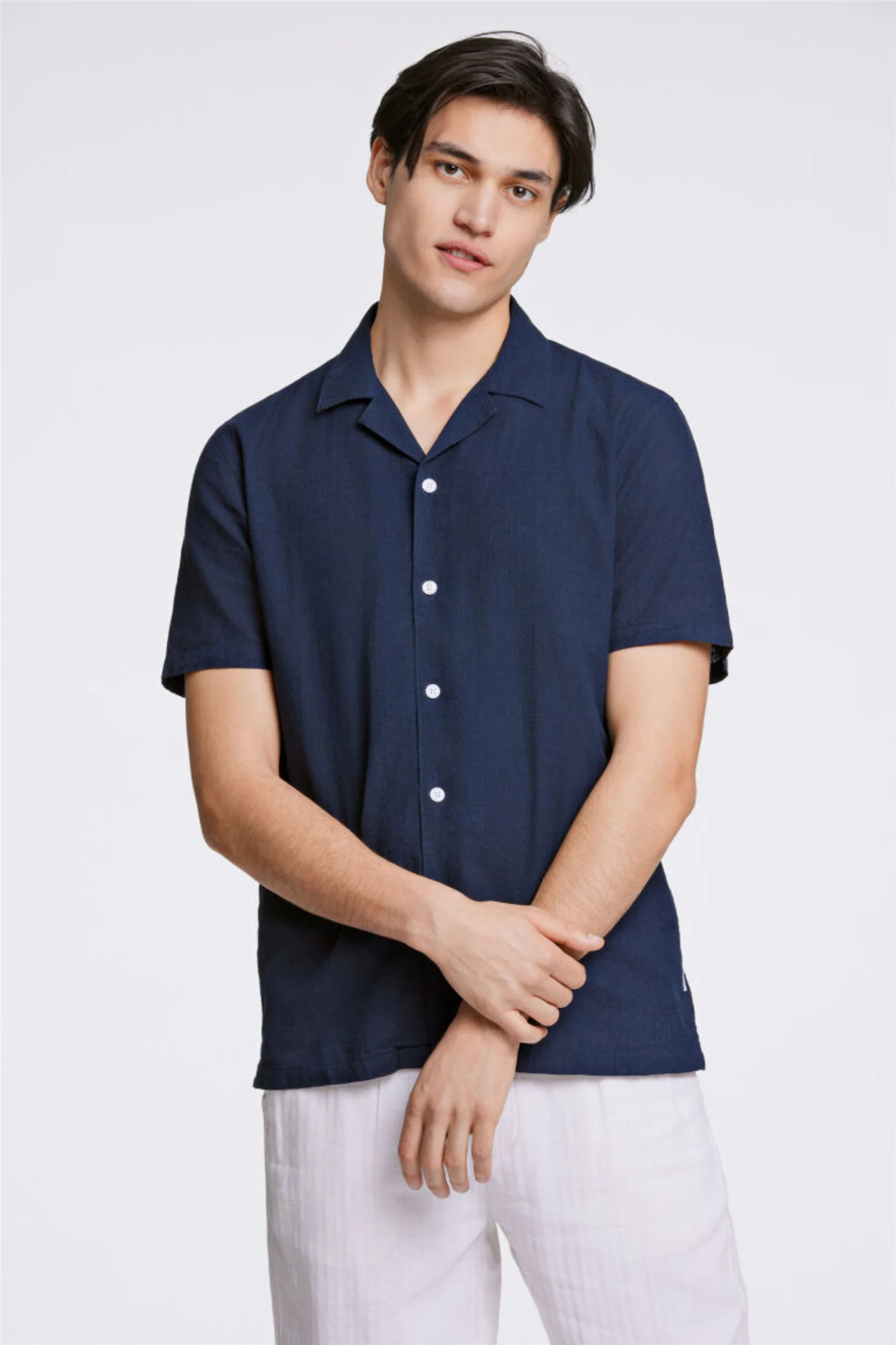 Casual Linen Blend Resort S/S Navy - Image 4