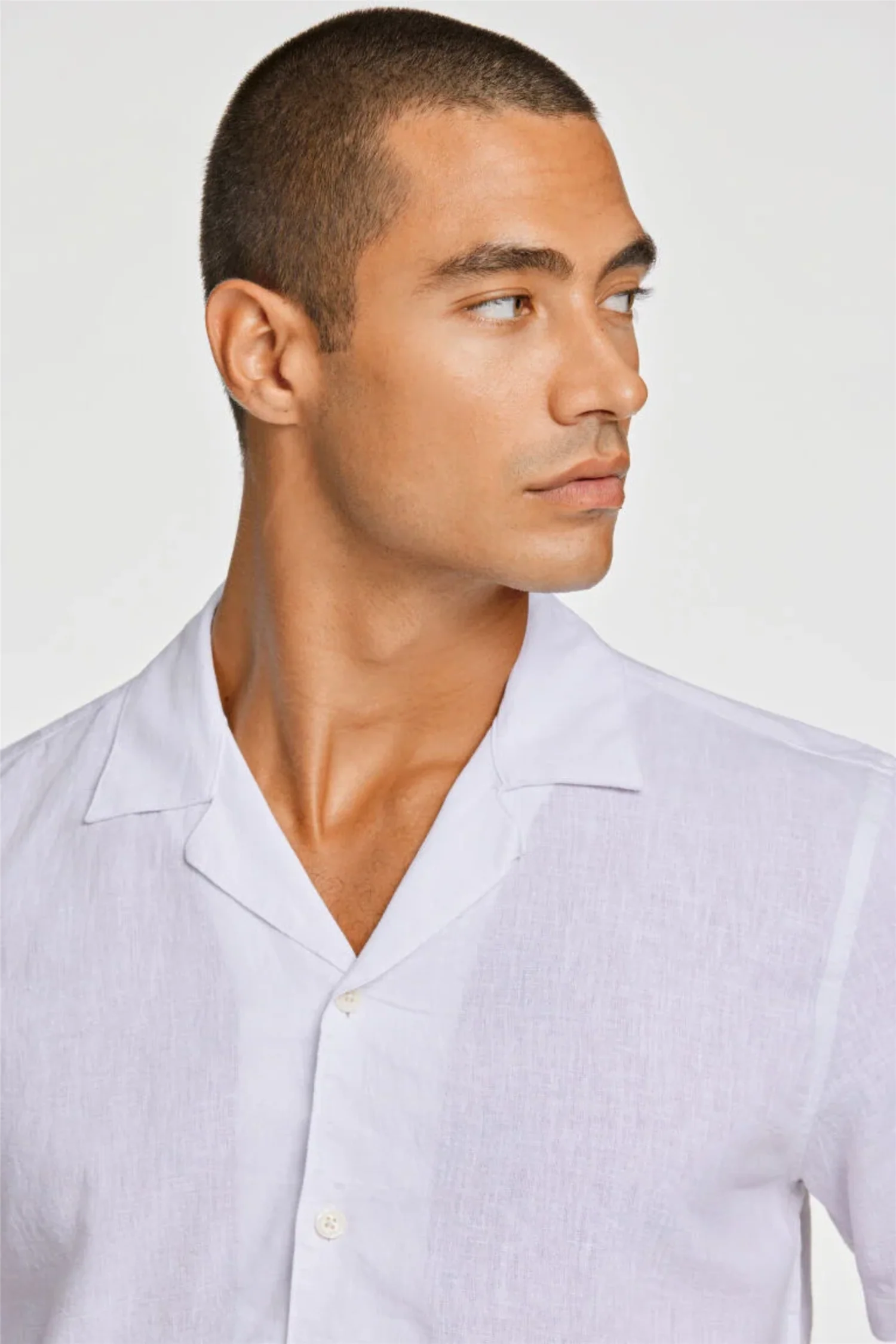 Casual Linen Blend Resort S/S White - Image 11