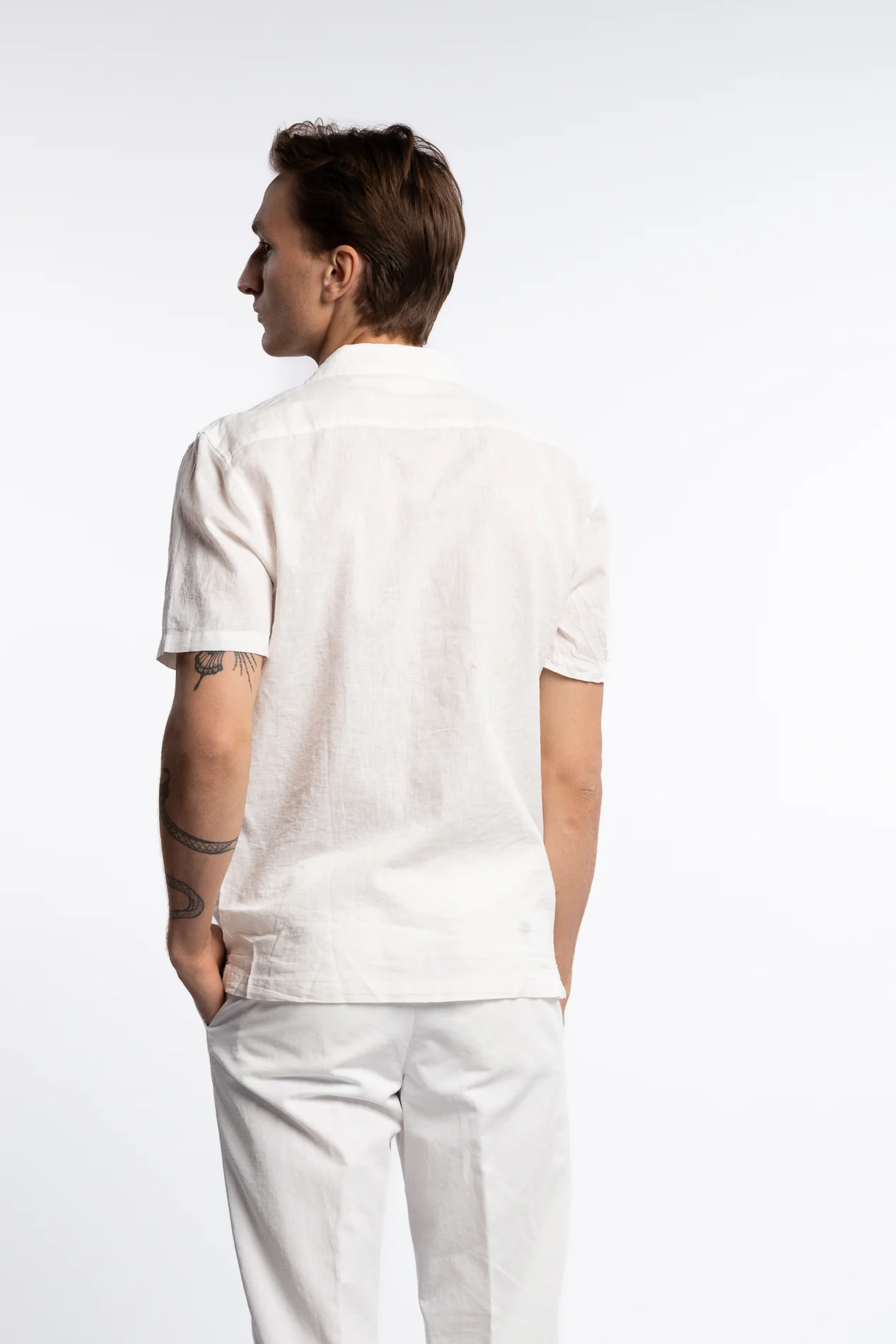 Casual Linen Blend Resort S/S White - Image 3