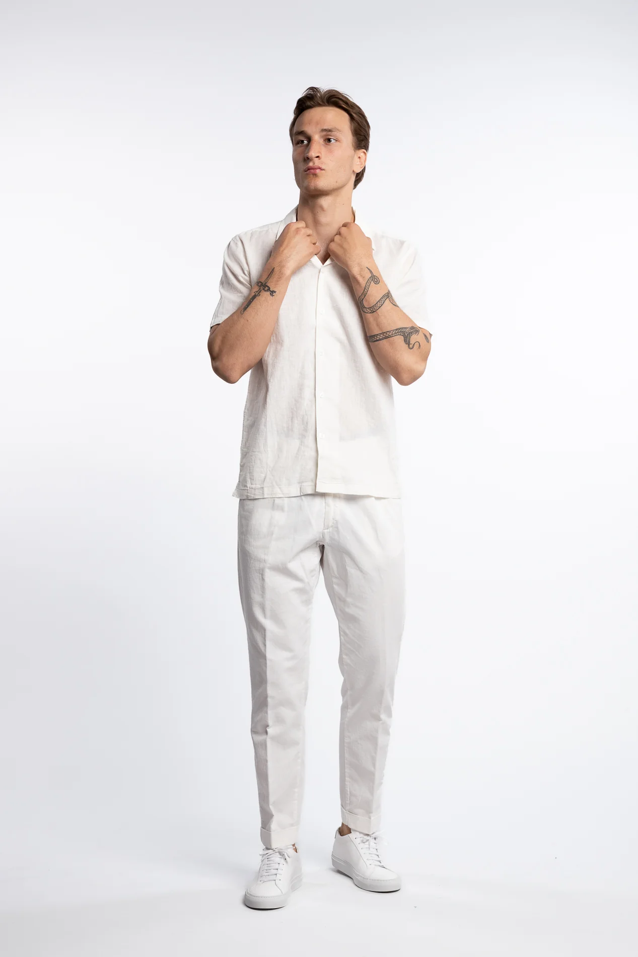 Casual Linen Blend Resort S/S White - Image 5
