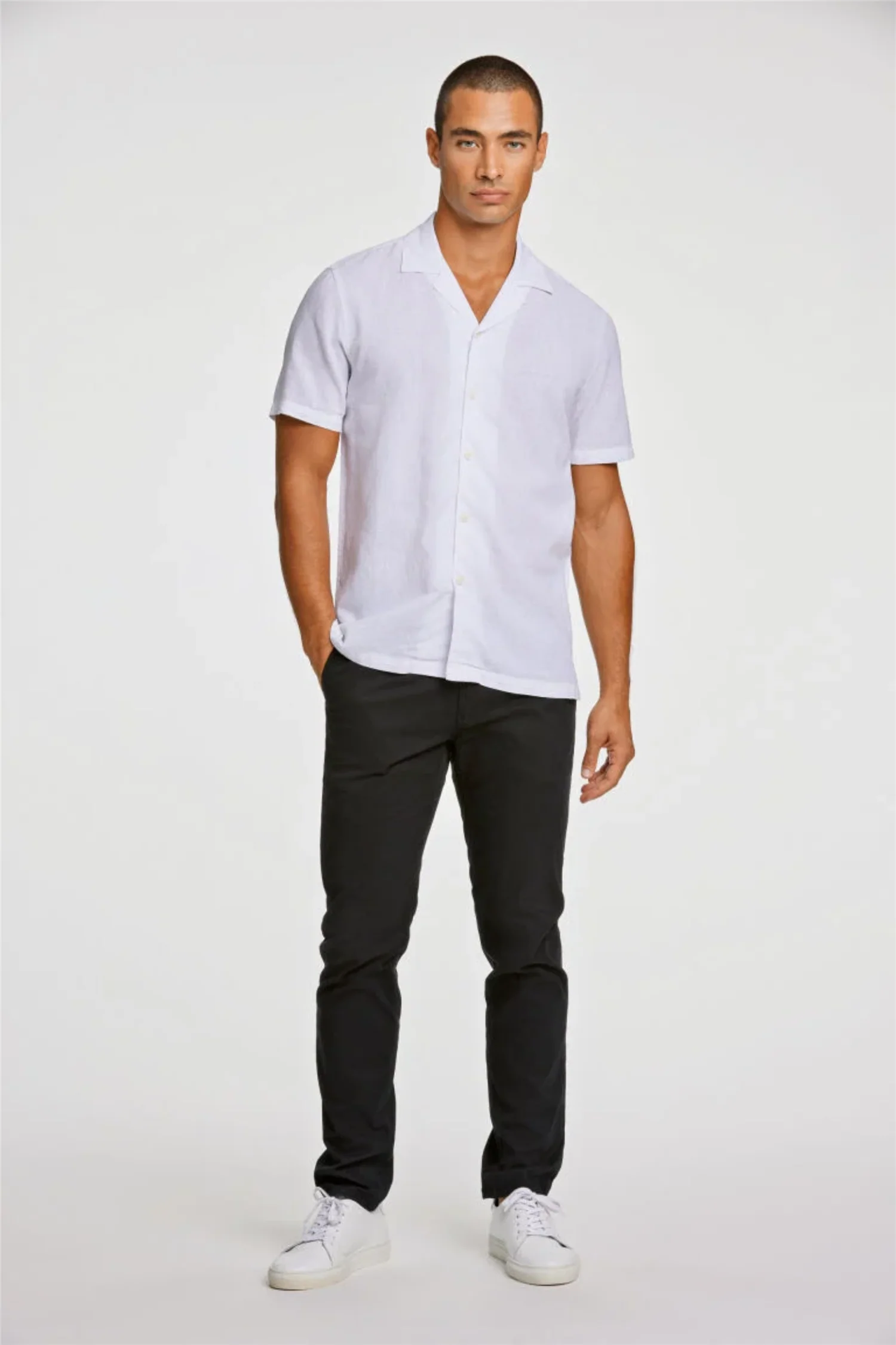 Casual Linen Blend Resort S/S White - Image 8