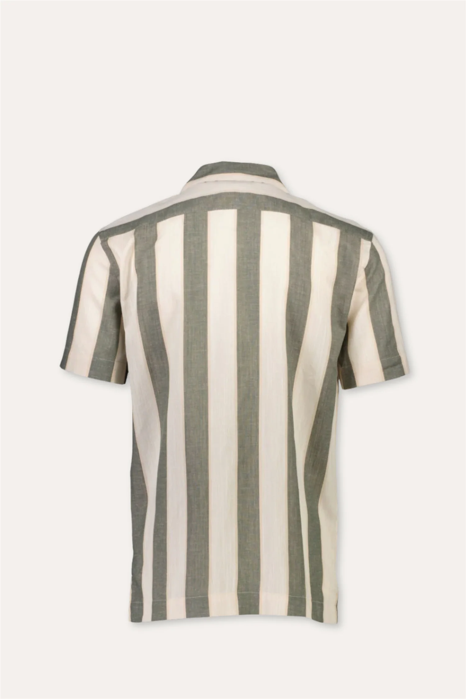 Striped Linen/Cotton Shirt S/S Army - Image 2