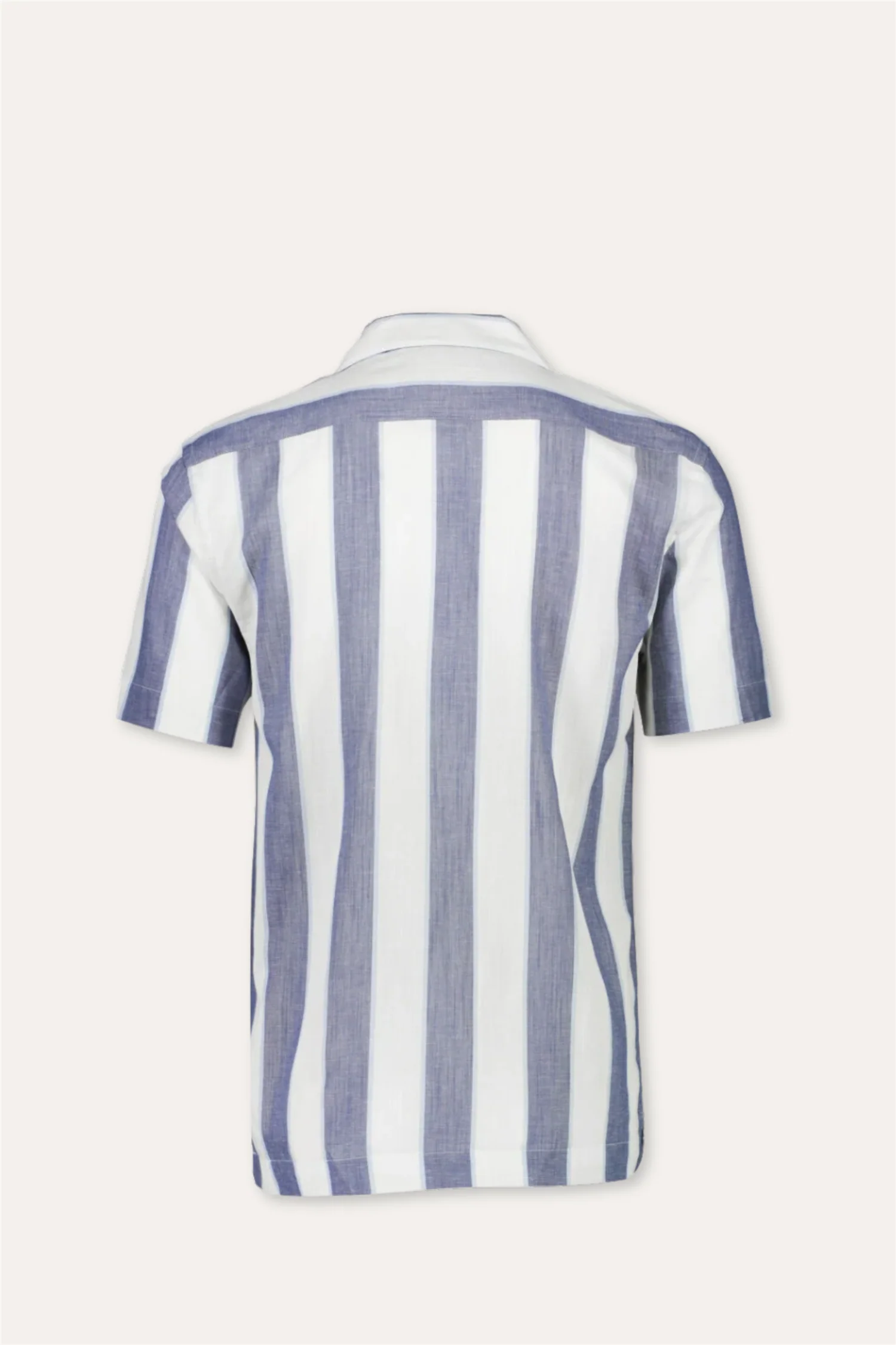 Striped Linen/Cotton Shirt S/S Dk Blue - Image 2