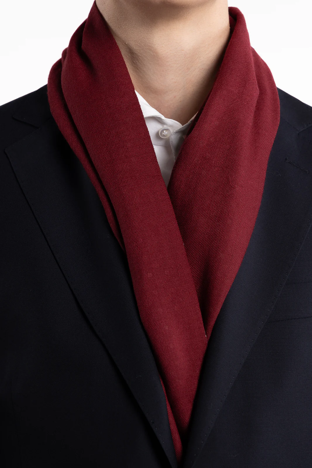 Silk Wool Double Scarves Burgundy Flowers - Image 2