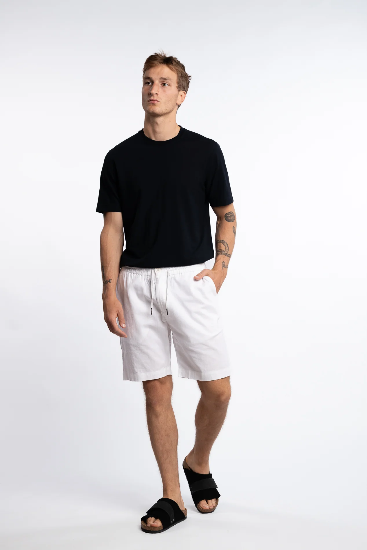 Barcelona Cotton/Linen Shorts White - Image 5