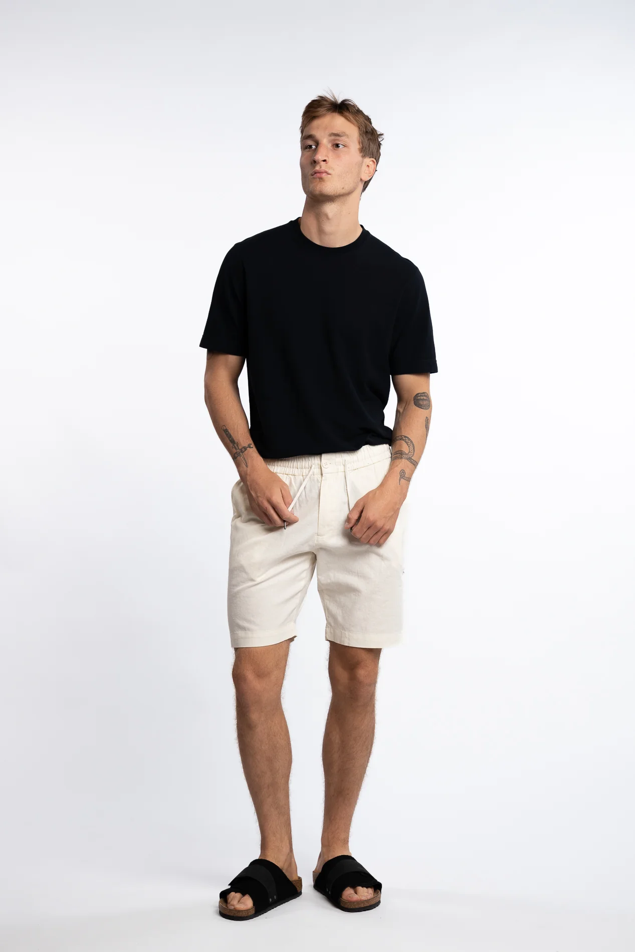 Barcelona Cotton/Linen Shorts Ecru - Image 5