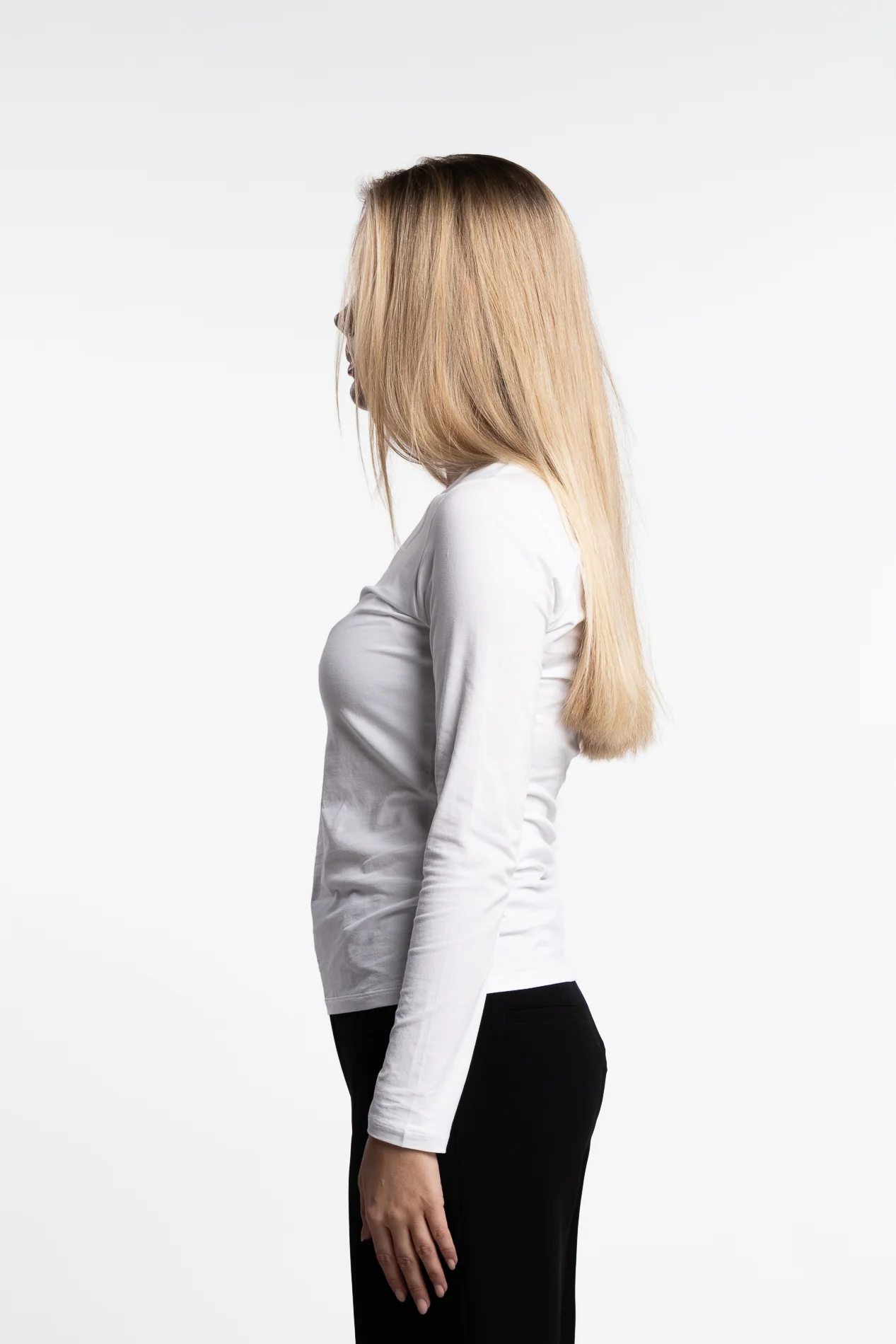 Cotton Stretch Long Sleeve- White - Image 4