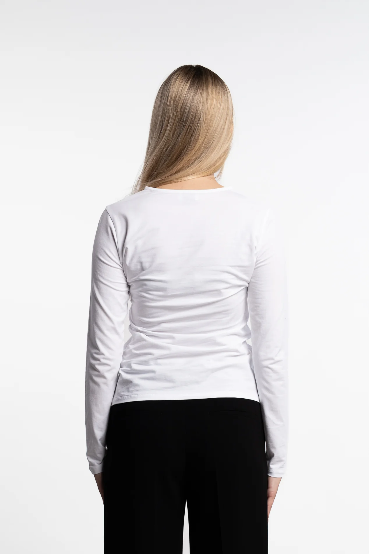 Cotton Stretch Long Sleeve- White - Image 5