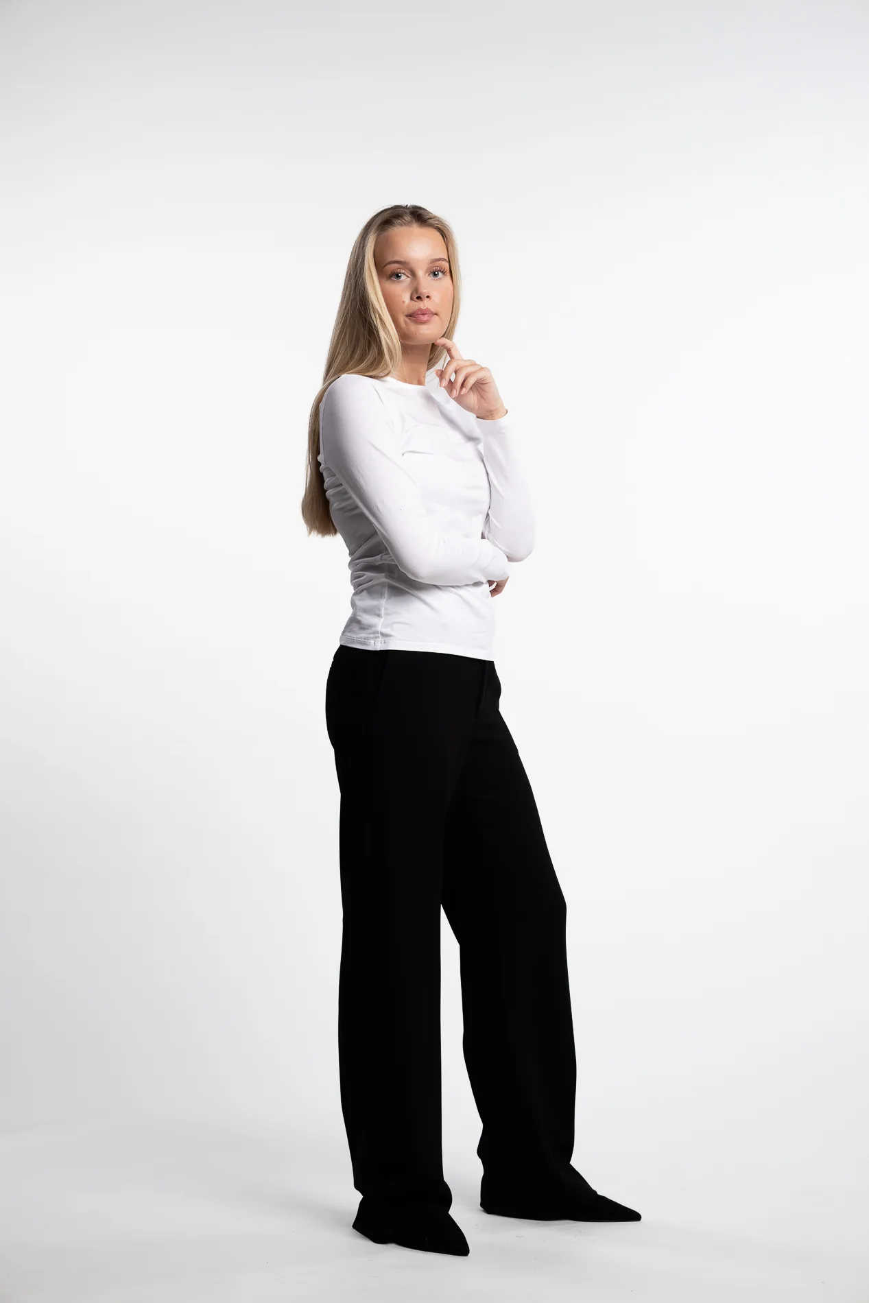 Cotton Stretch Long Sleeve- White - Image 7