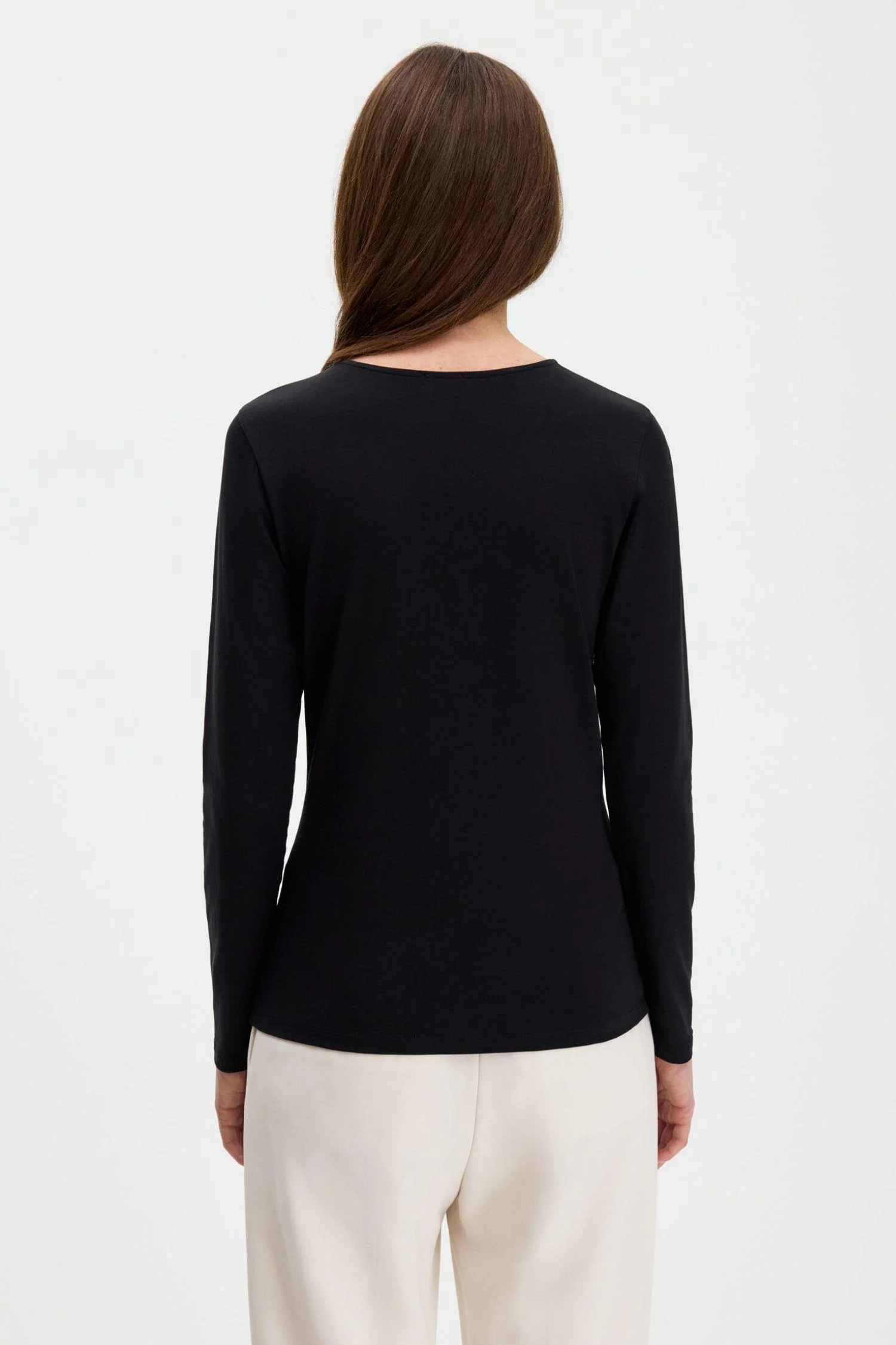 Cotton Stretch Long Sleeve- Black - Image 3
