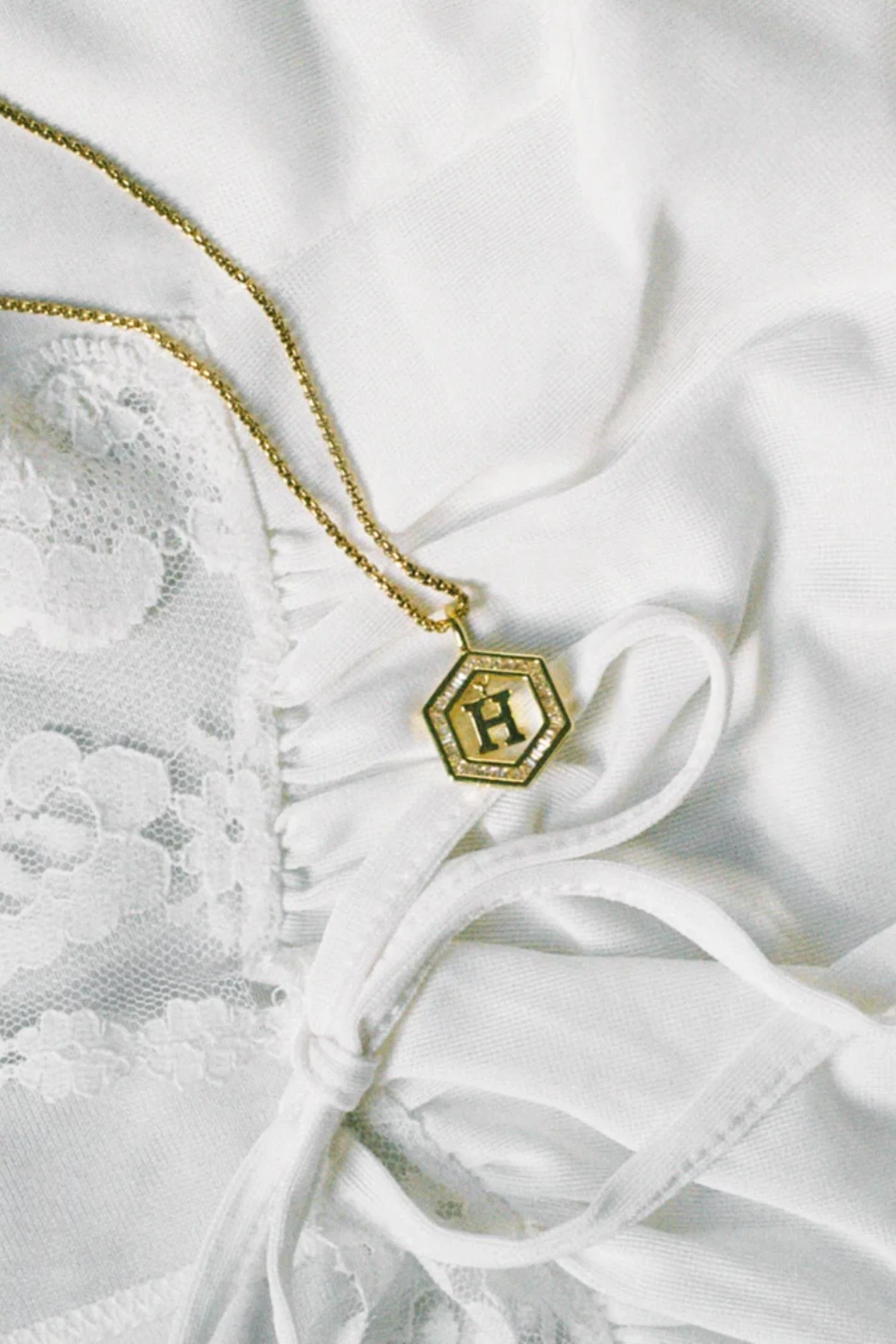 Floating Letter Necklace - Gold - Image 4