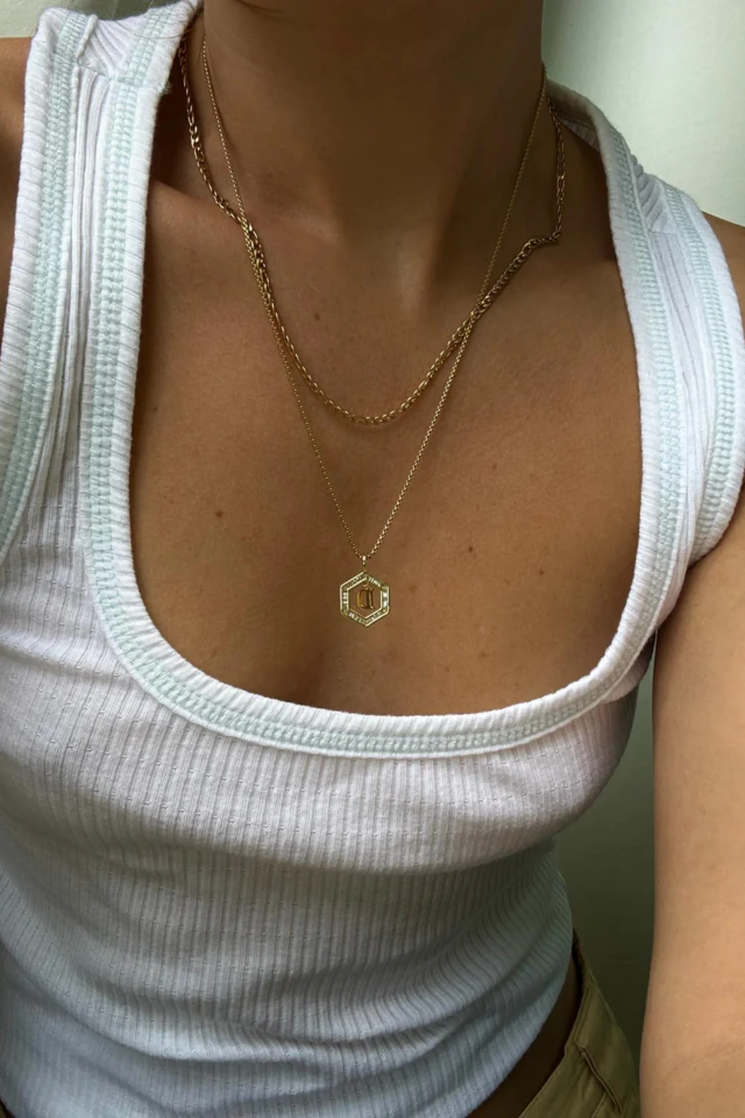 Floating Letter Necklace - Gold - Image 5