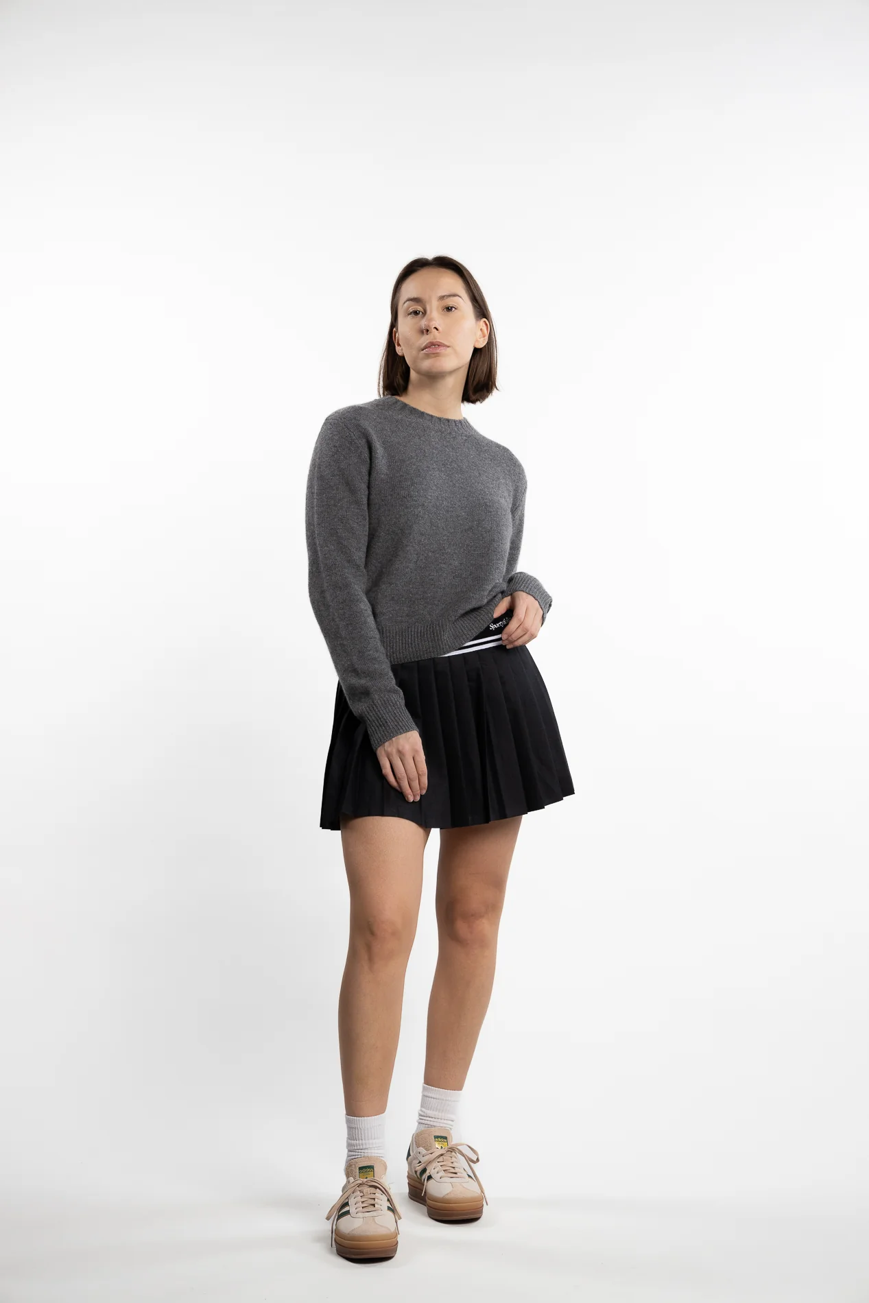 Abigail Wool Pleated Skirt- Gray - Image 4
