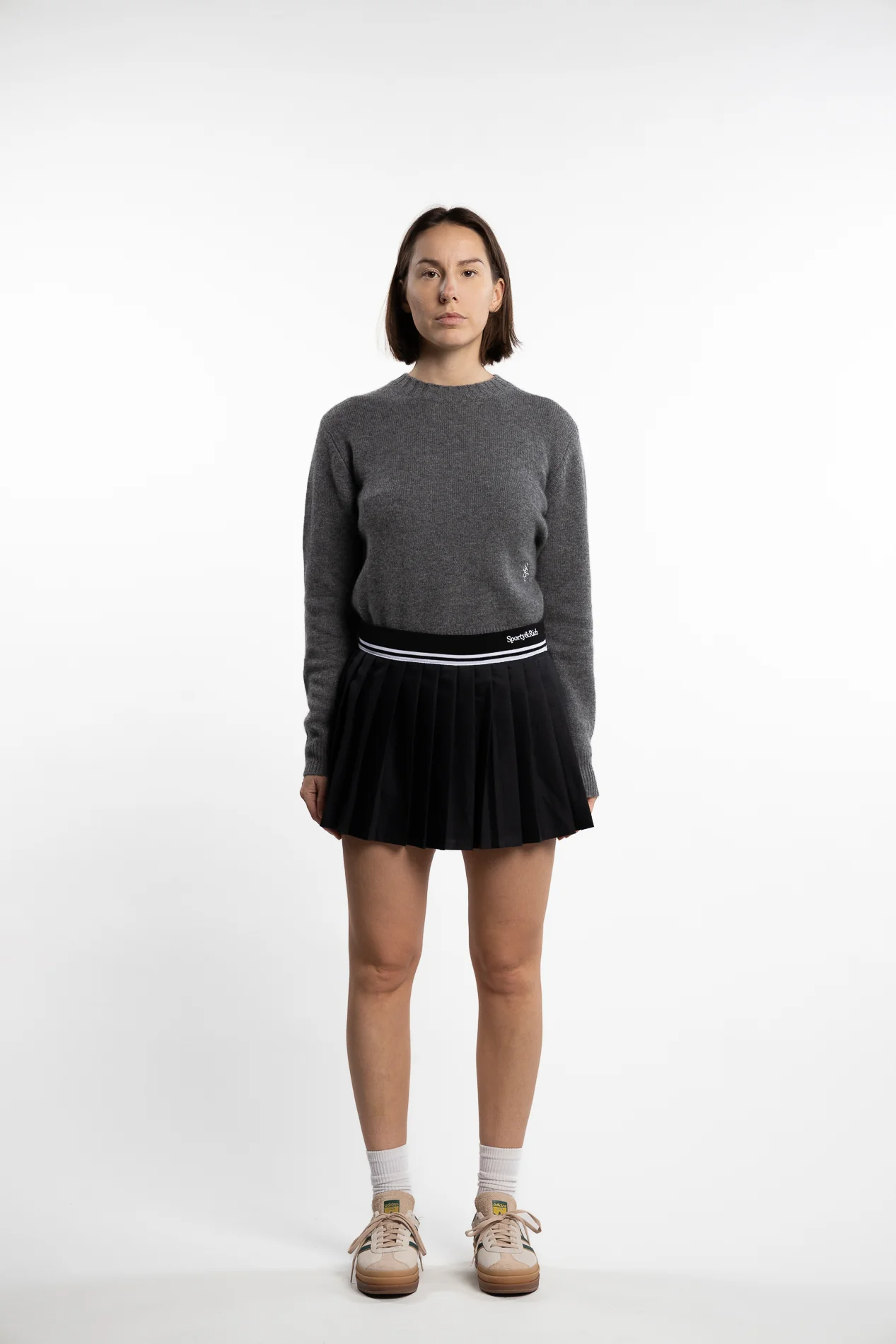 Abigail Wool Pleated Skirt- Gray - Image 5