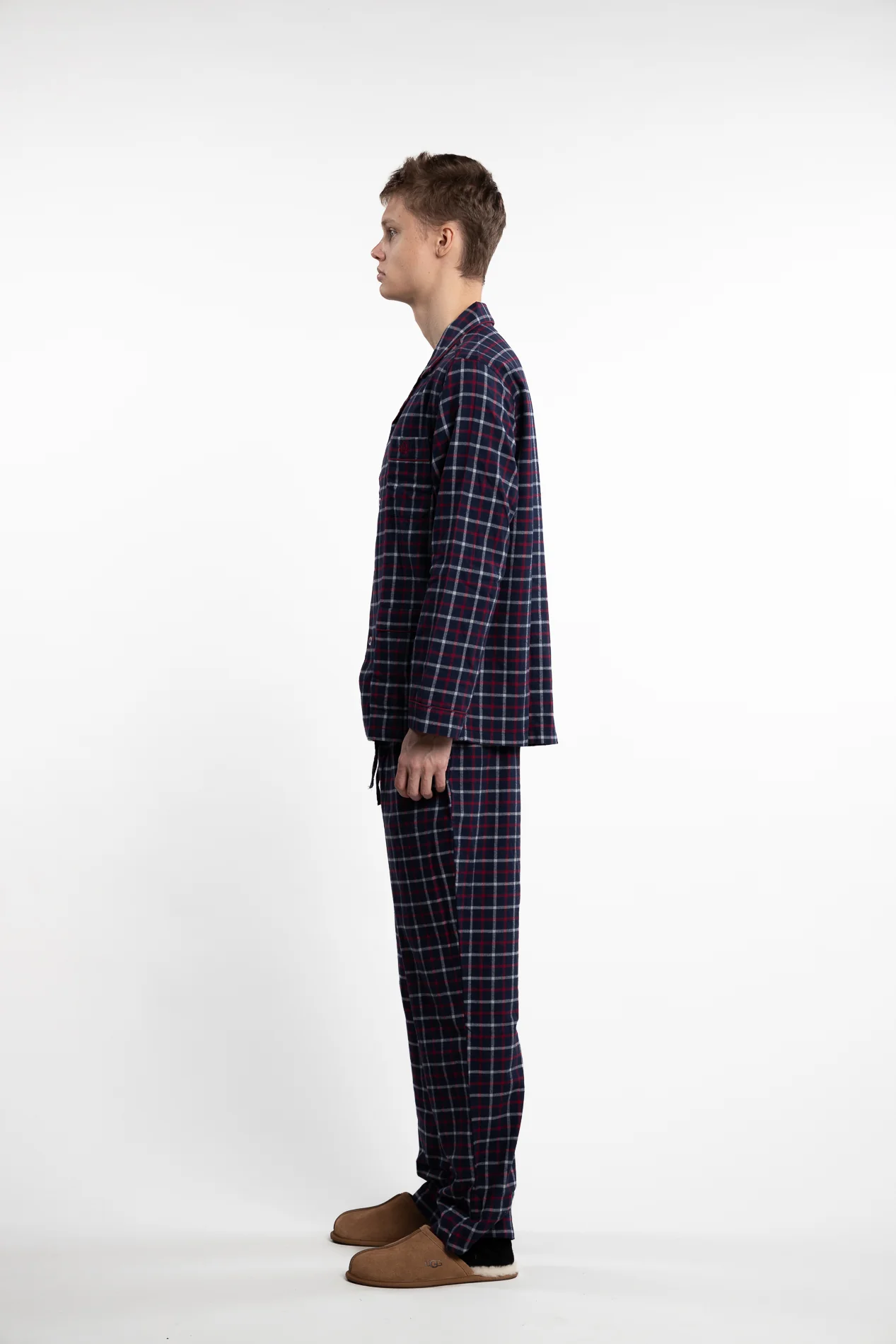 Hombre Checkered Flannel Pyjama Blue, White and Red - Image 2