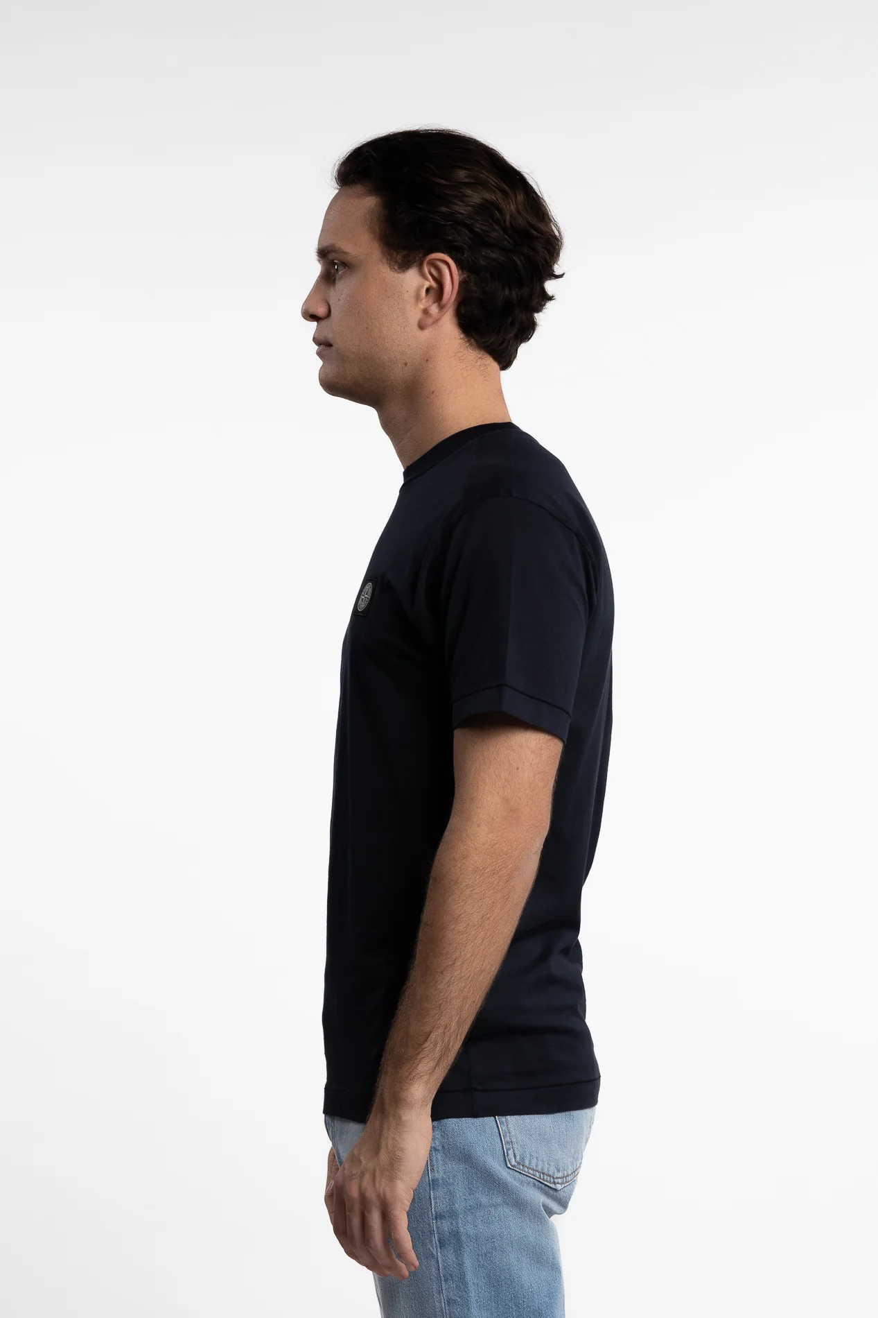 Cotton Jersey Slim Fit Compass Logo T-Shirt Navy - Image 2
