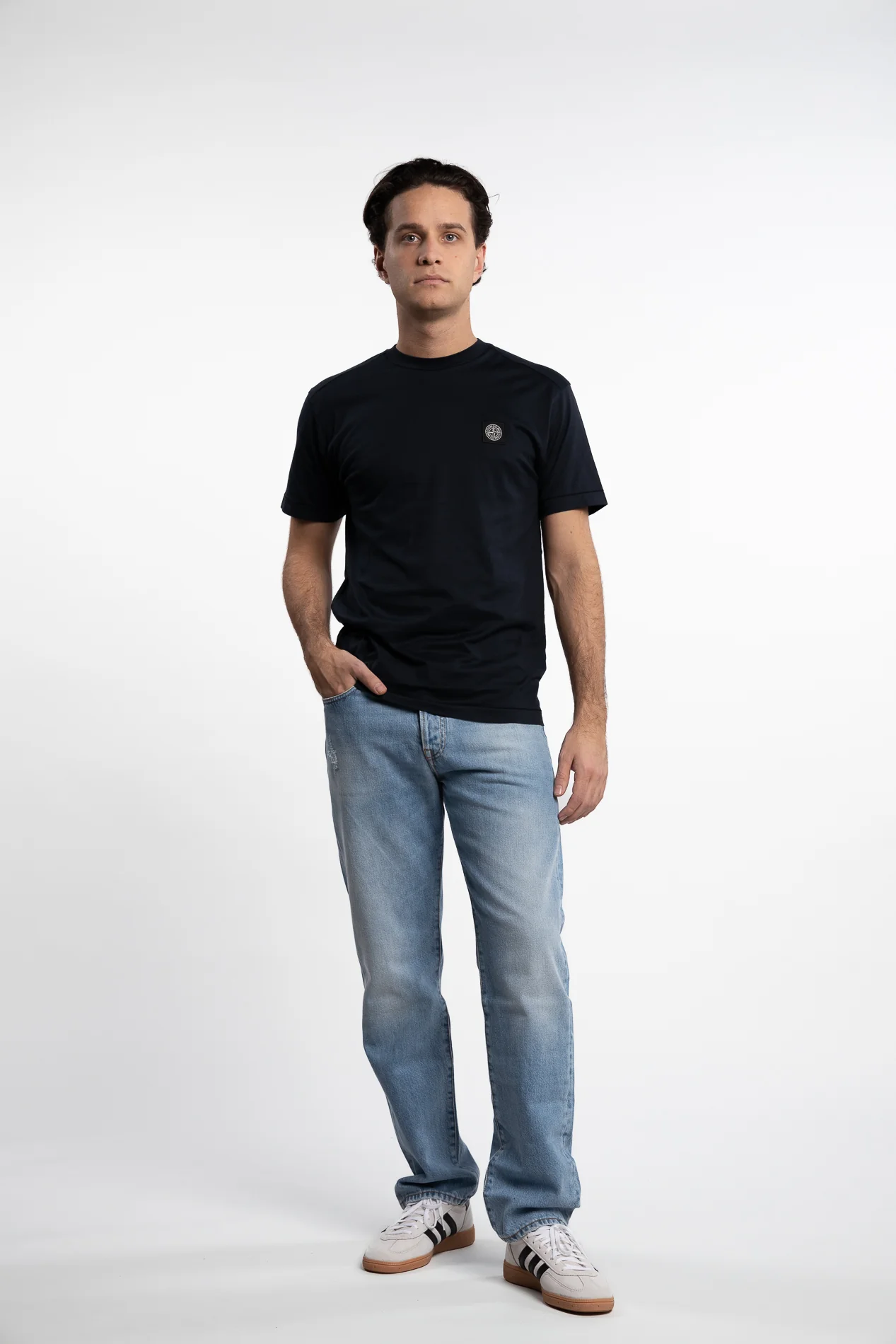 Cotton Jersey Slim Fit Compass Logo T-Shirt Navy - Image 4
