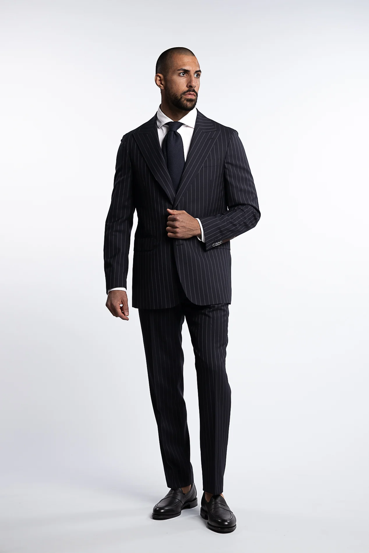 Faldo Regular Fit Wool Pinstripe Blazer Black - Image 4