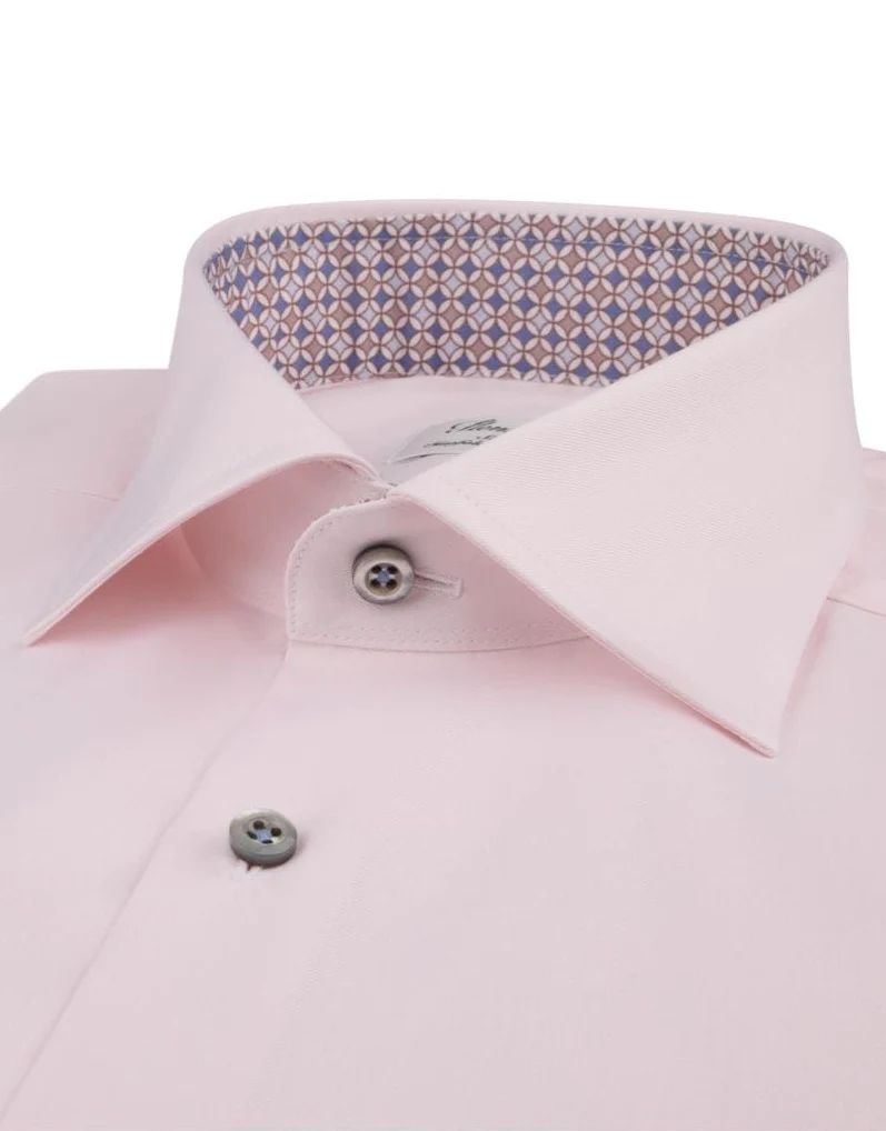 Fitted Body Twill Shirt Dark Pink Contrast - Image 2